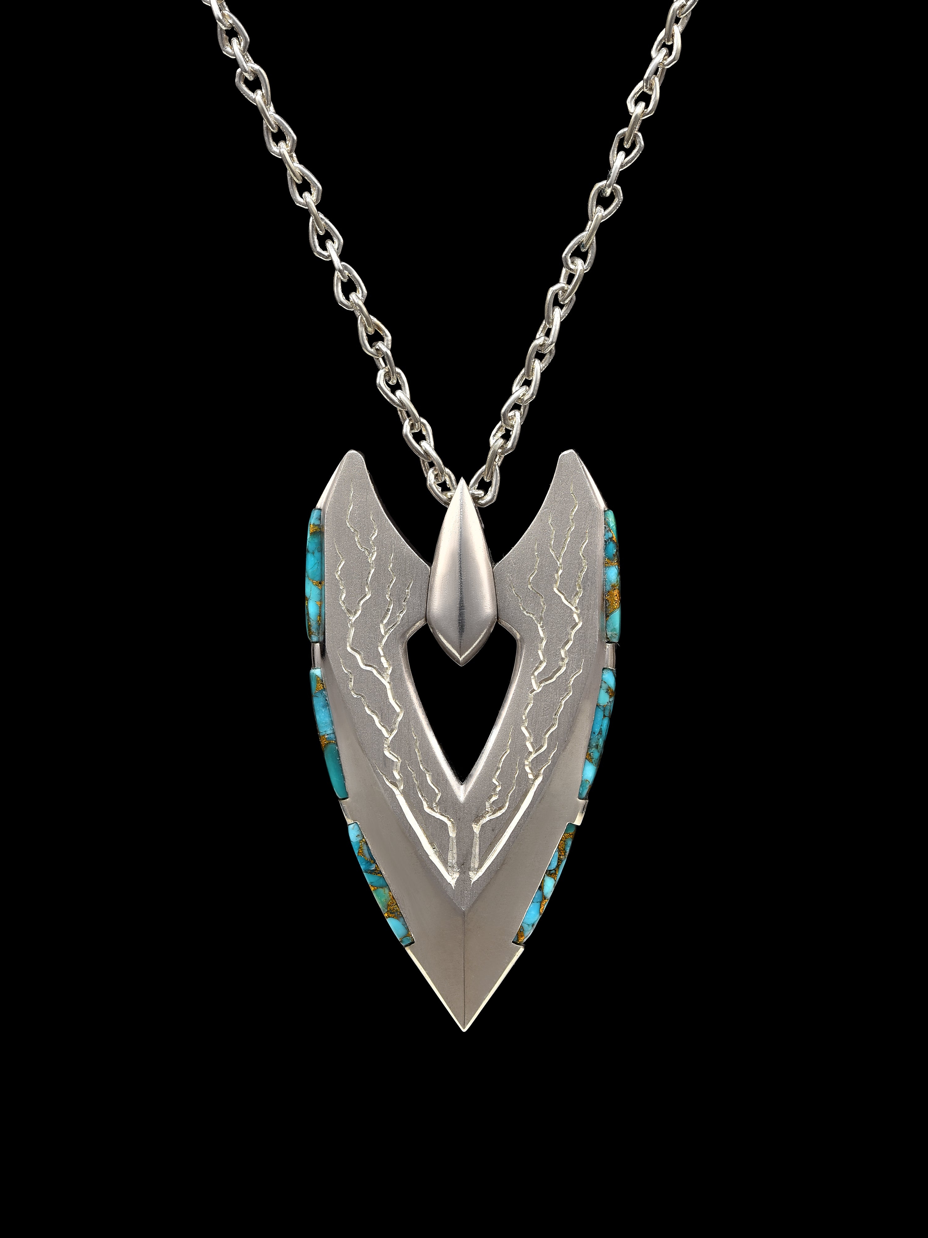 Arrowhead Ciondolo in Argento Fairmined 925 con Turchesi Arizona