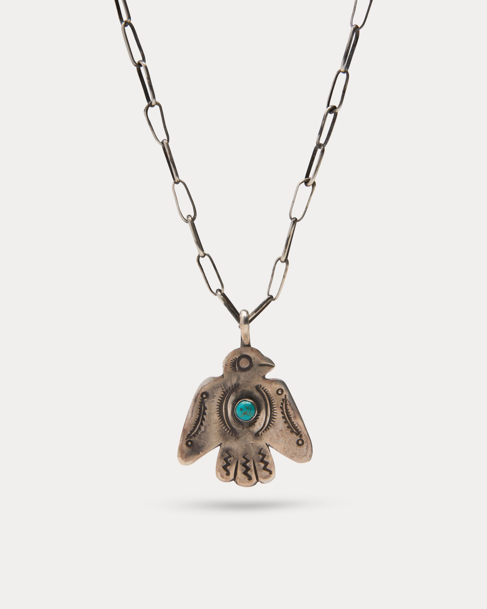 Collana in Argento con Ciondolo Thunderbird e Pietra Turchese