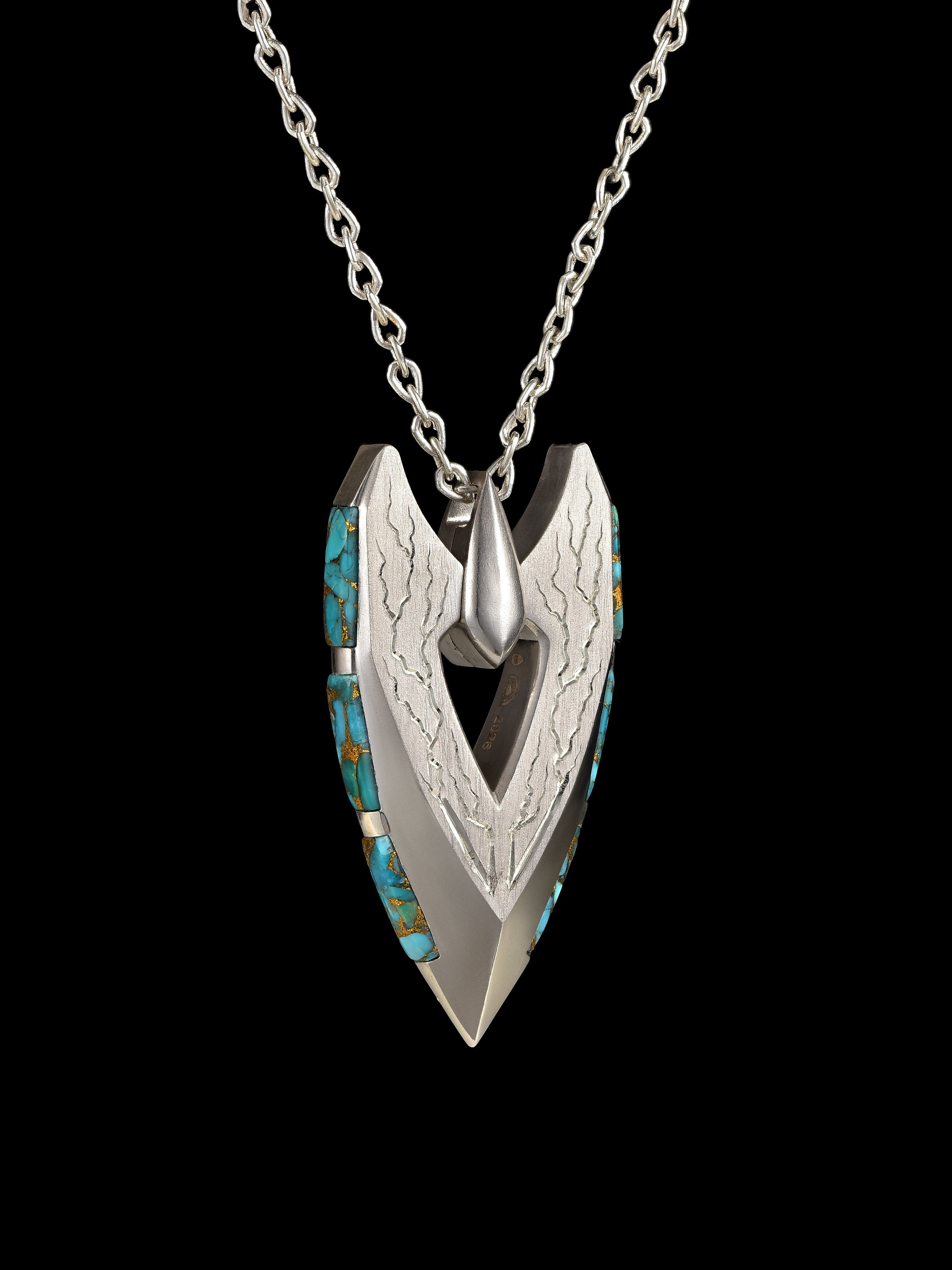 Arrowhead Ciondolo in Argento Fairmined 925 con Turchesi Arizona