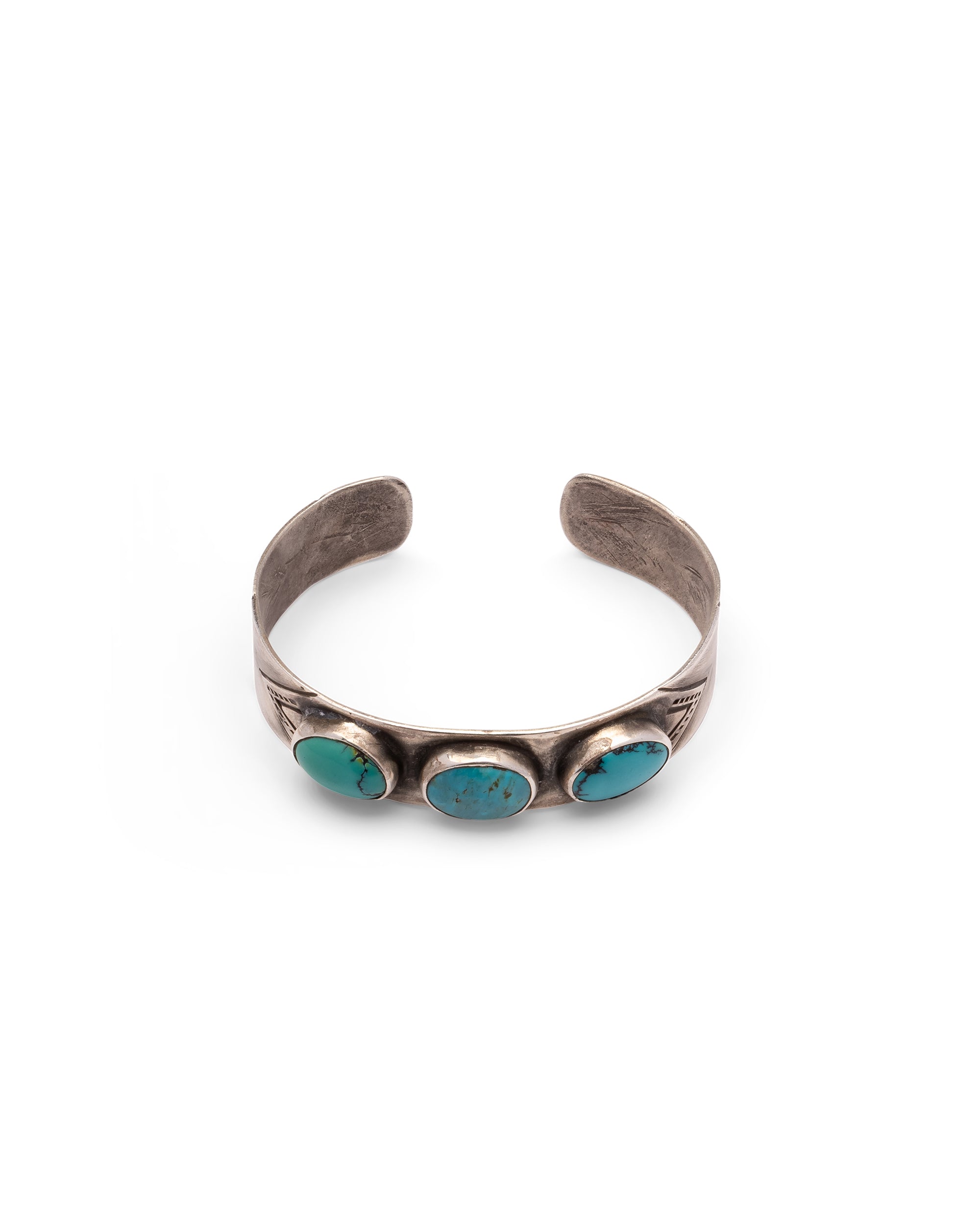 Silver bracelet with three Oval Turquoise Stones