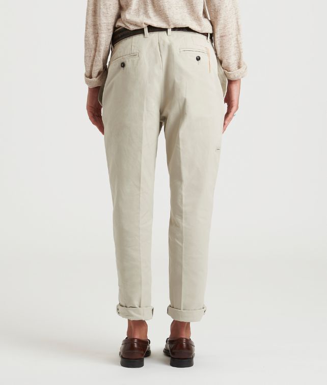 Janet Pantaloni Con Pences In Cotone