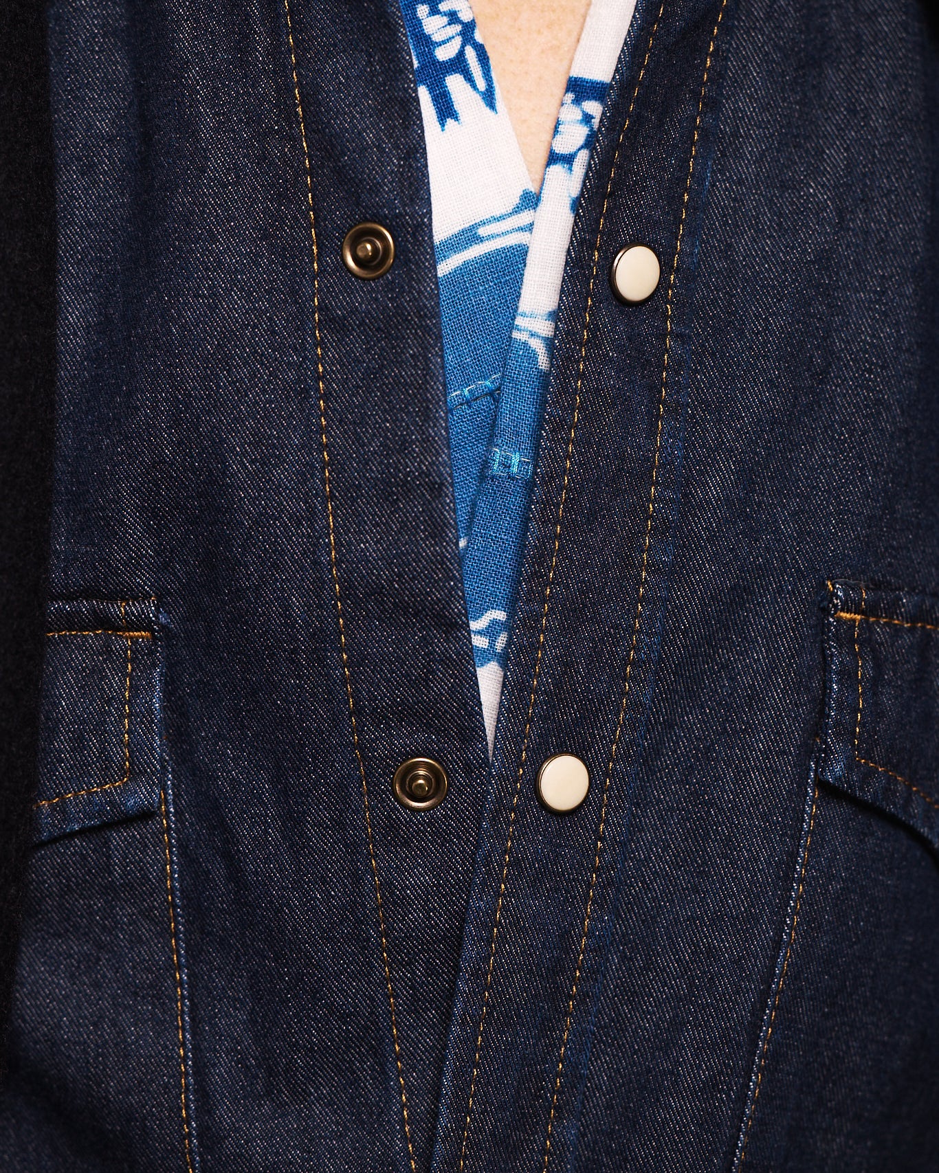 Ntex Camicia Texana In Denim Indigo Rinse