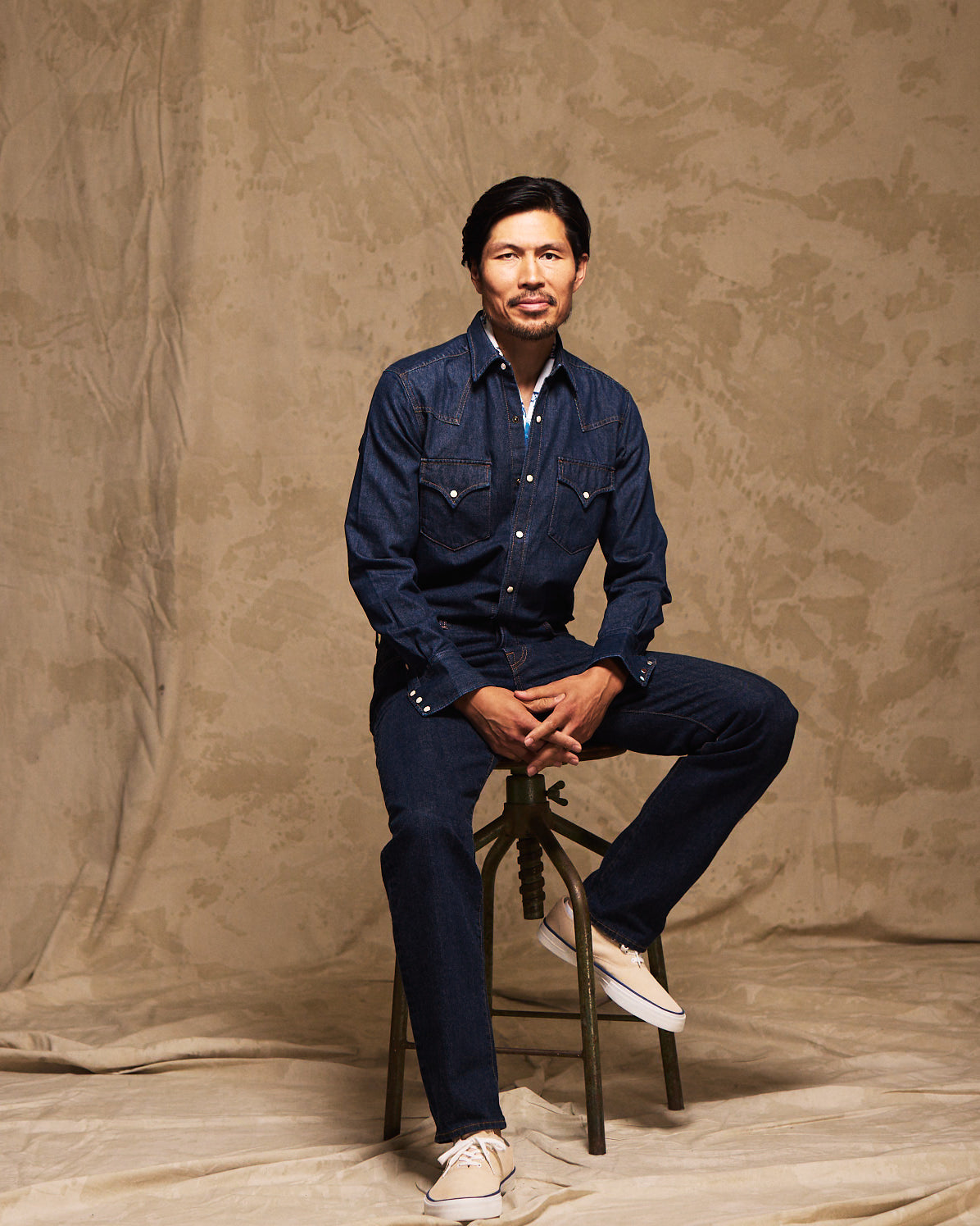 Ntex Camicia Texana In Denim Indigo Rinse
