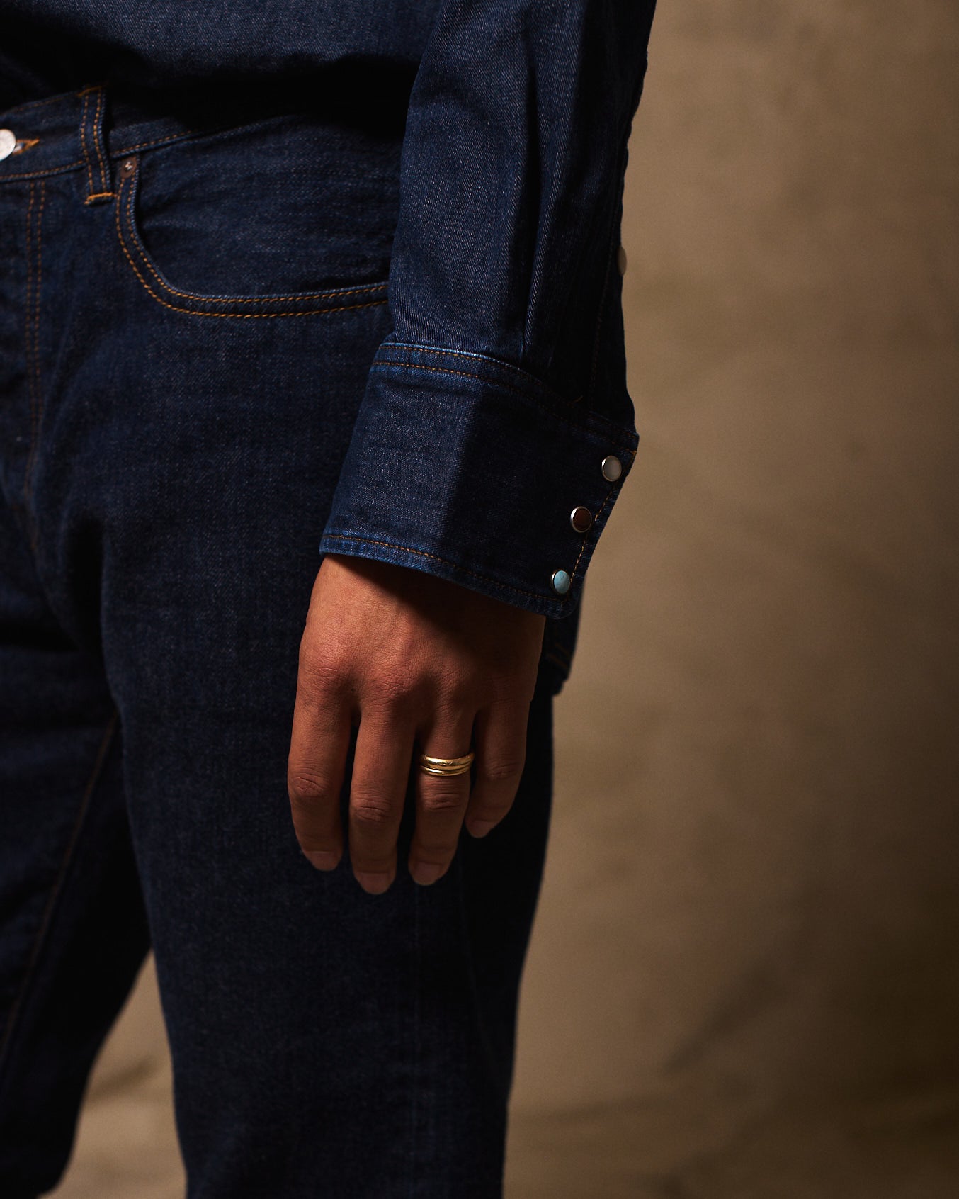 Ntex Camicia Texana In Denim Indigo Rinse