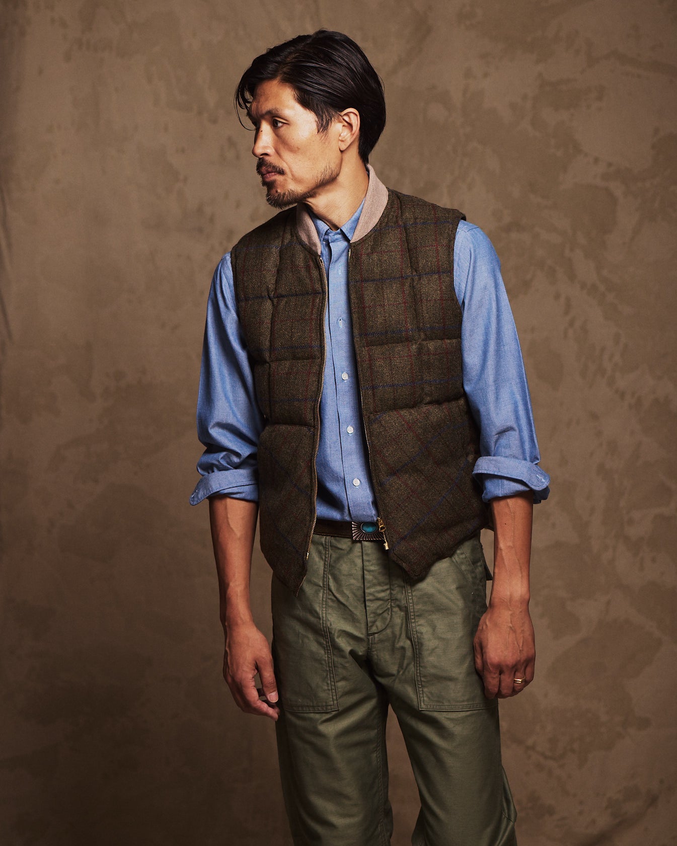 Vest Gilet Smanicato In Lana A Quadri