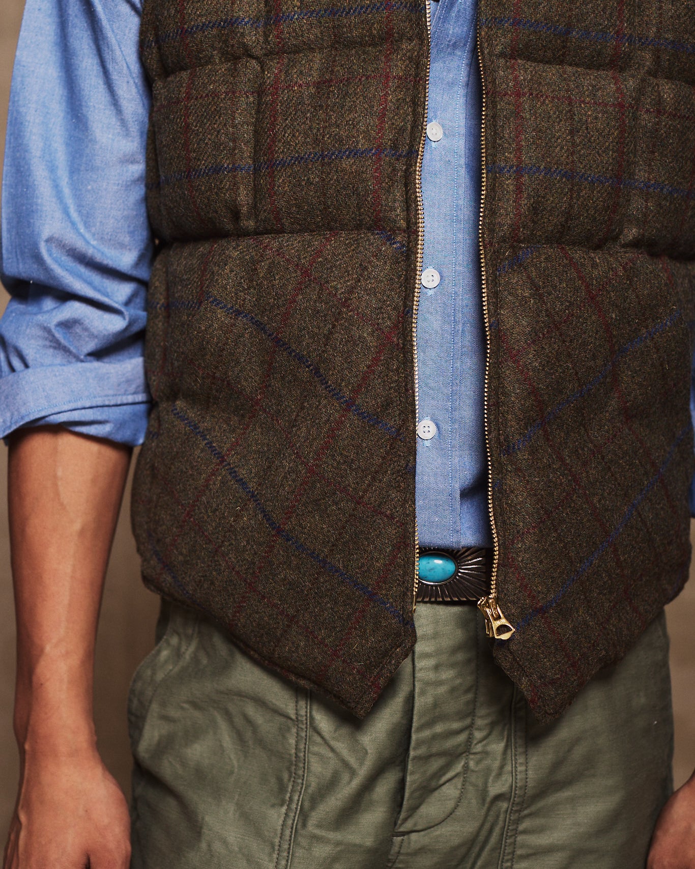 Vest Gilet Smanicato In Lana A Quadri