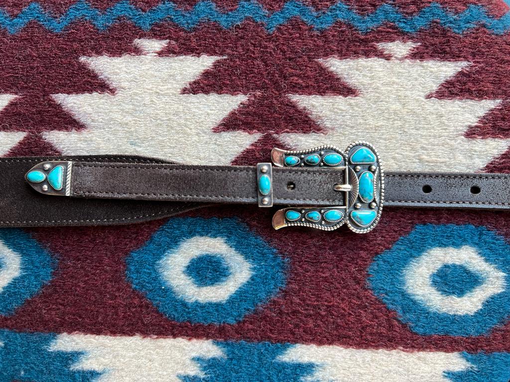 Santafe Cintura in Pelle di Vitello con Turchesi