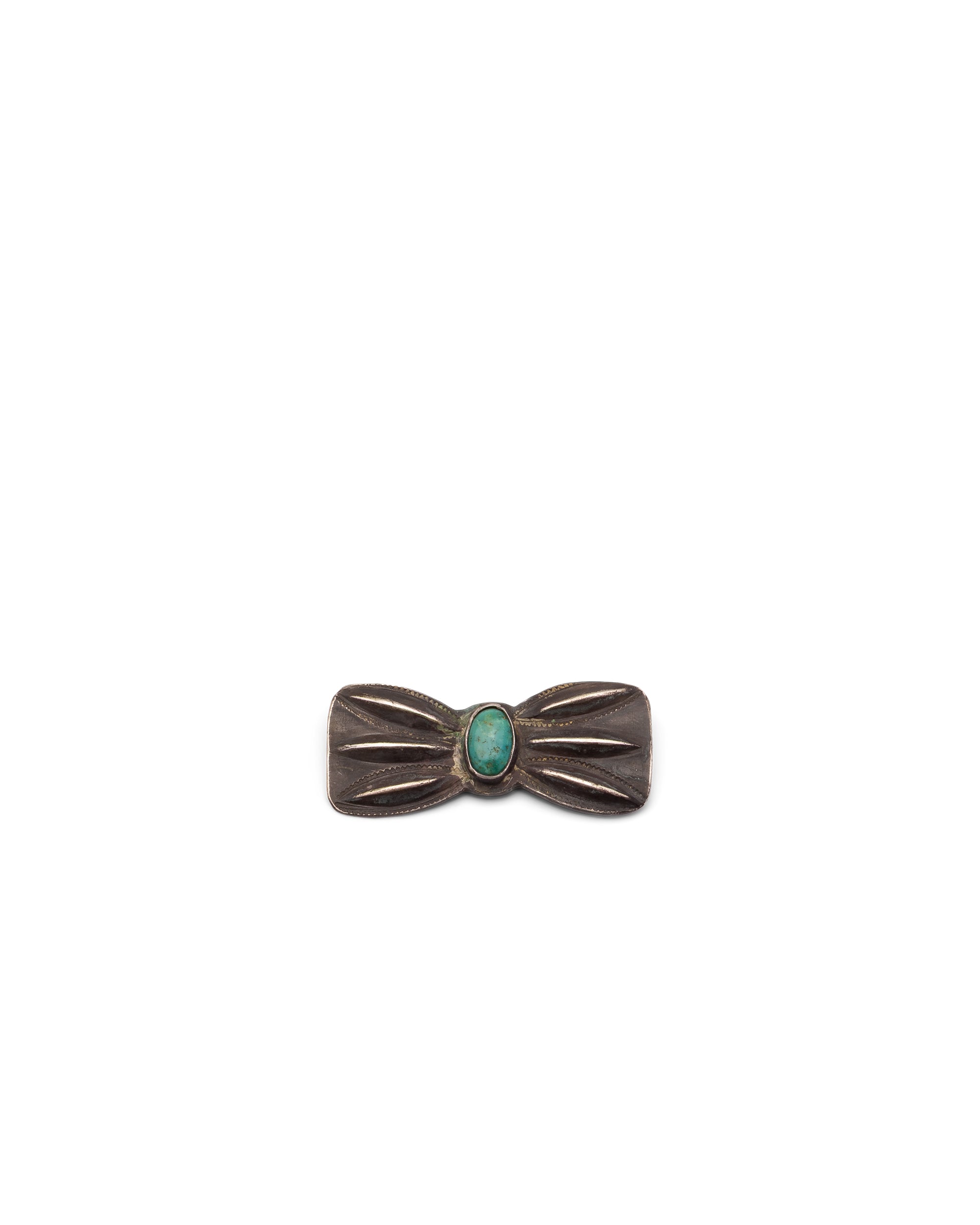 Antique Silver Pin with Central Turquoise Stone