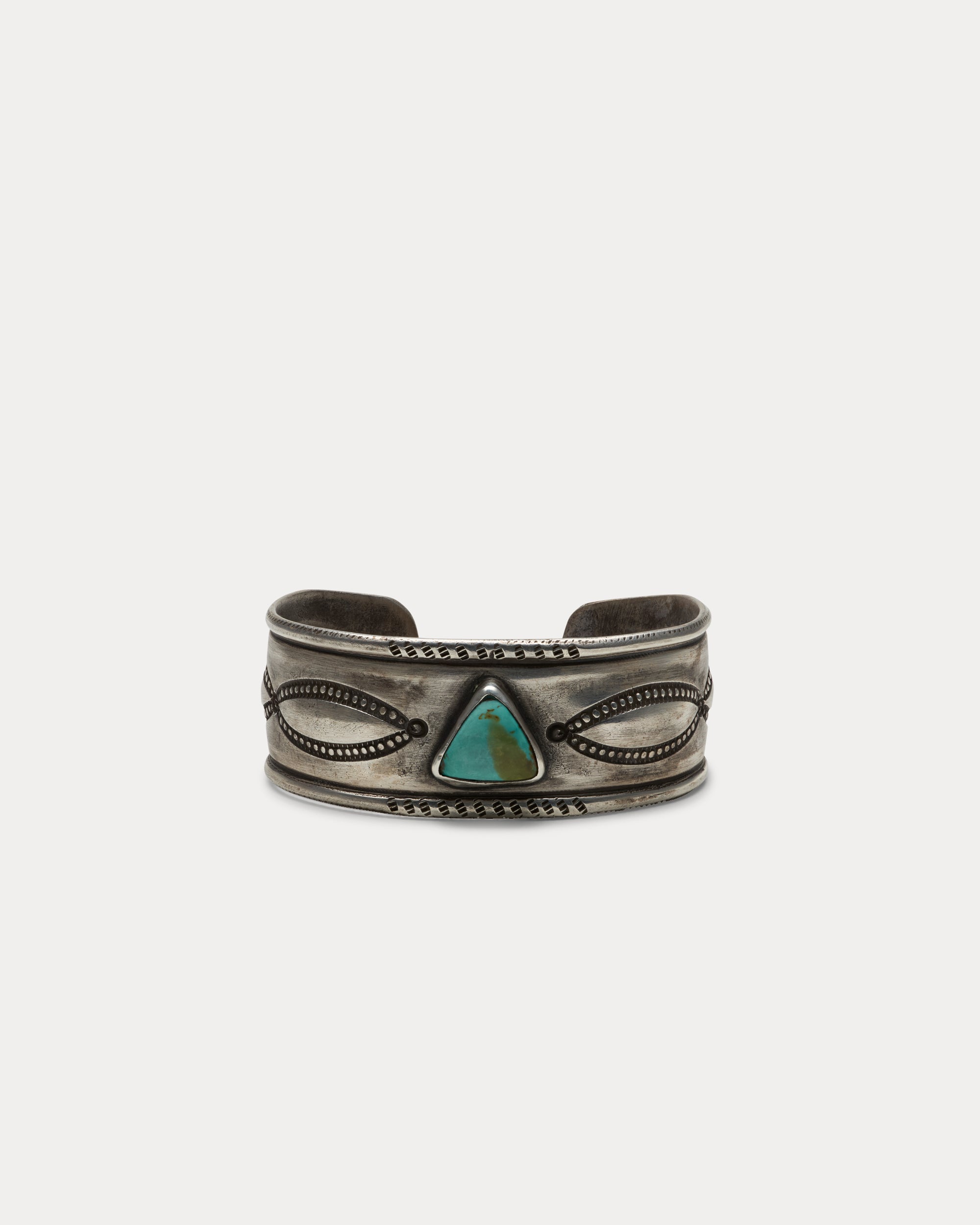 Bracciale in Argento con Turchese Triangolare Azzurro e Decori