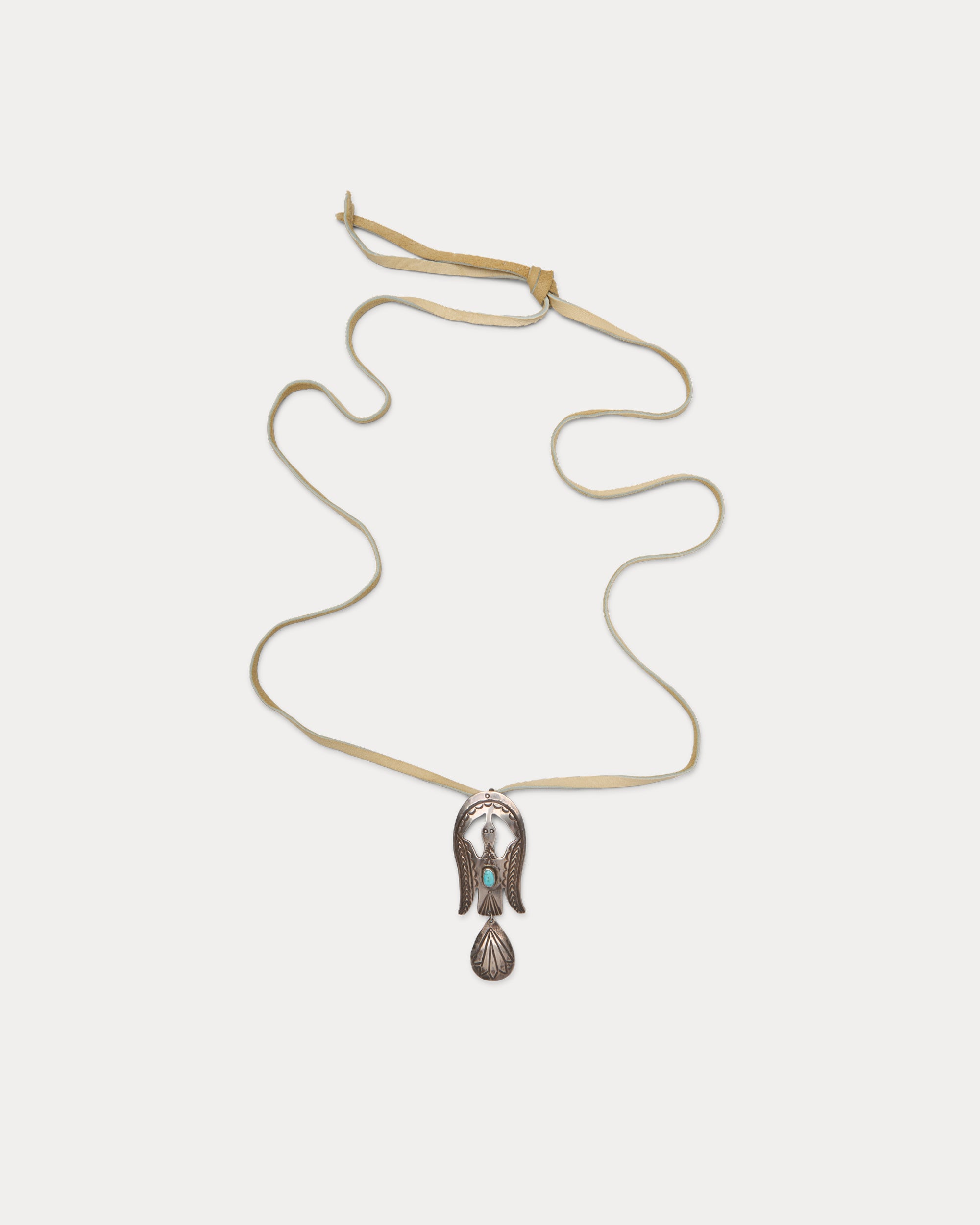 Collana in Pelle con Ciondolo Thunderbird in Argento e Turchese