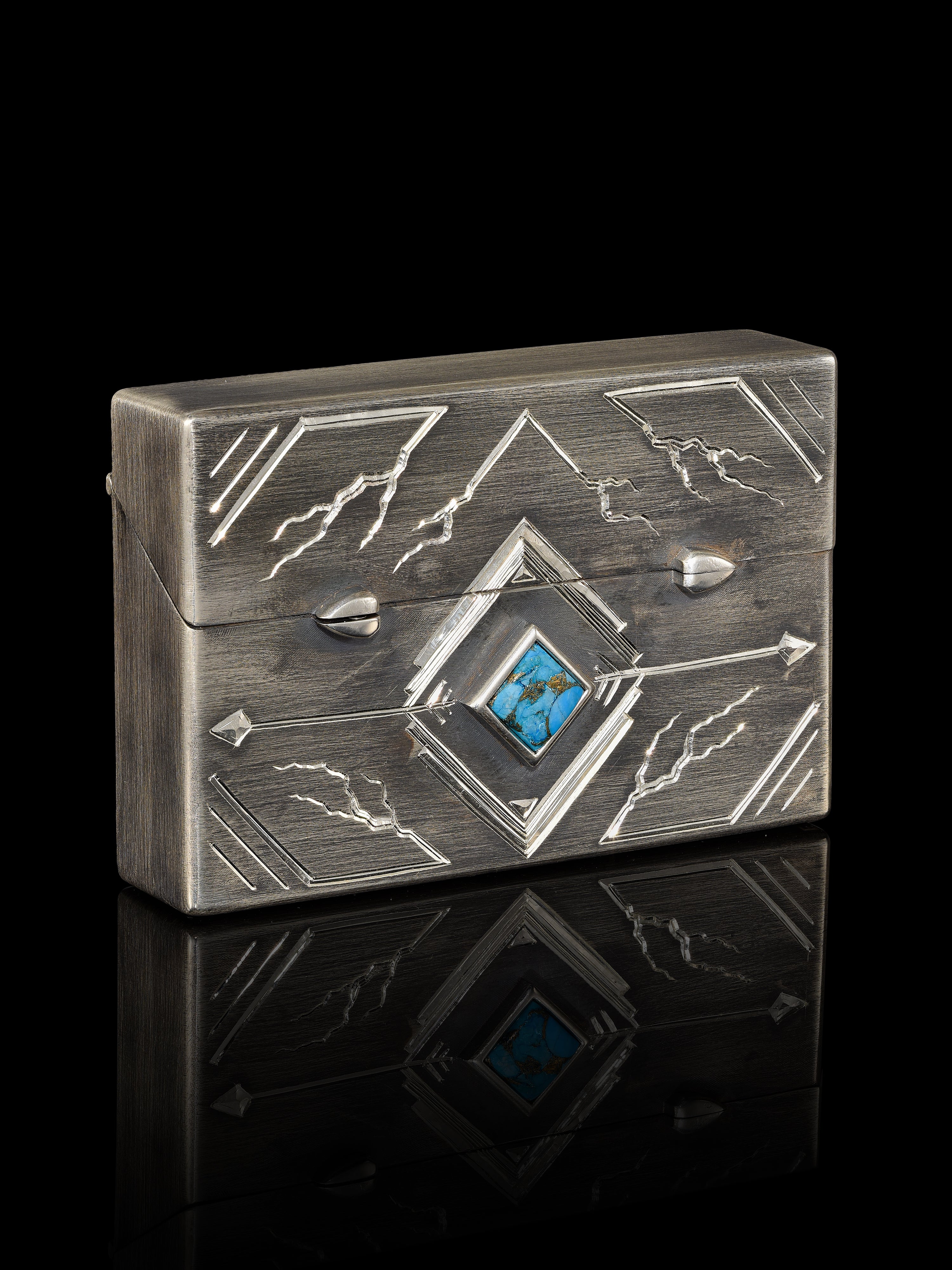 Terea Silver Fairmined 925 Case with Arizona Turquoises
