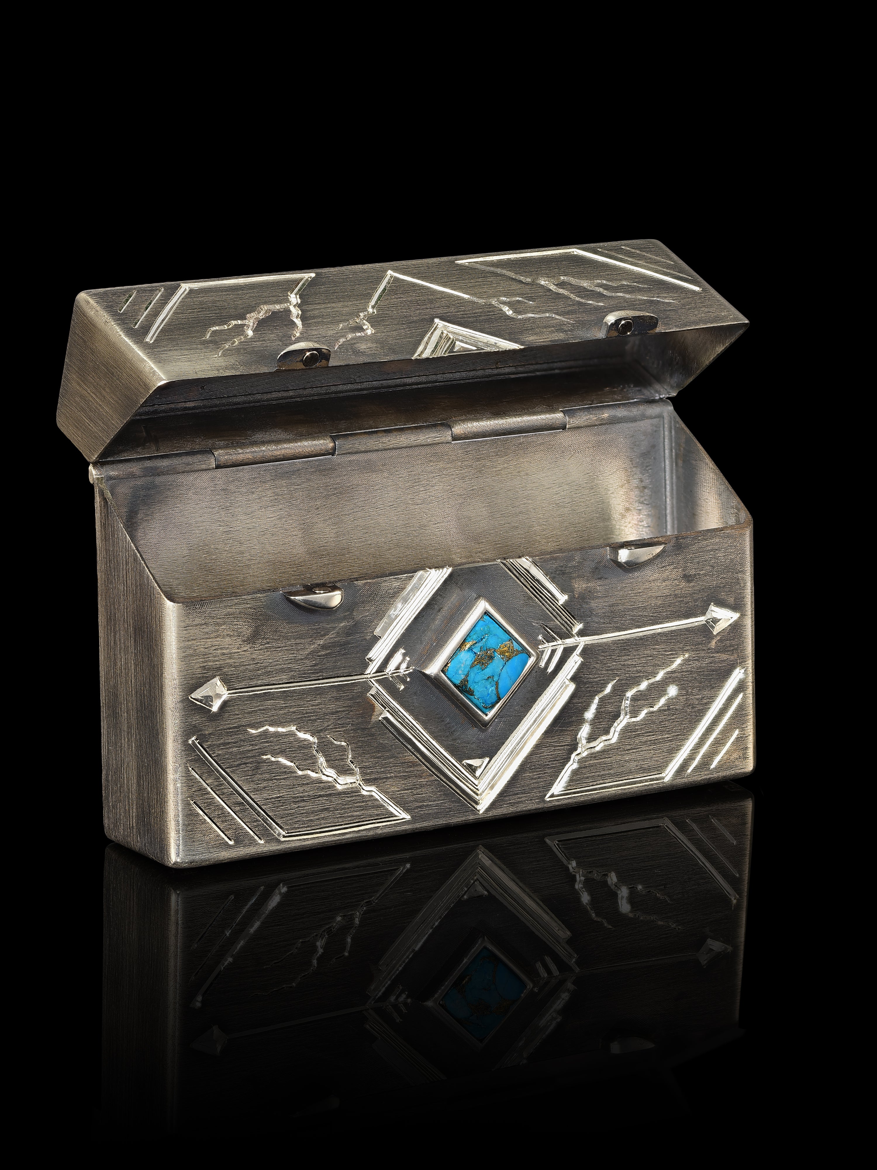Terea Silver Fairmined 925 Case with Arizona Turquoises