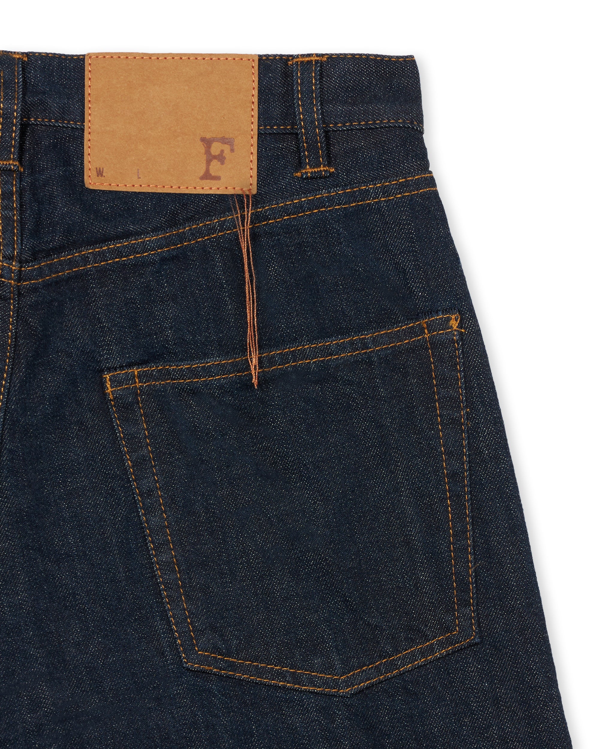 911 Superjohn Japan Denim Cimosato 5 Tasche a Vita Alta Indigo Rinse