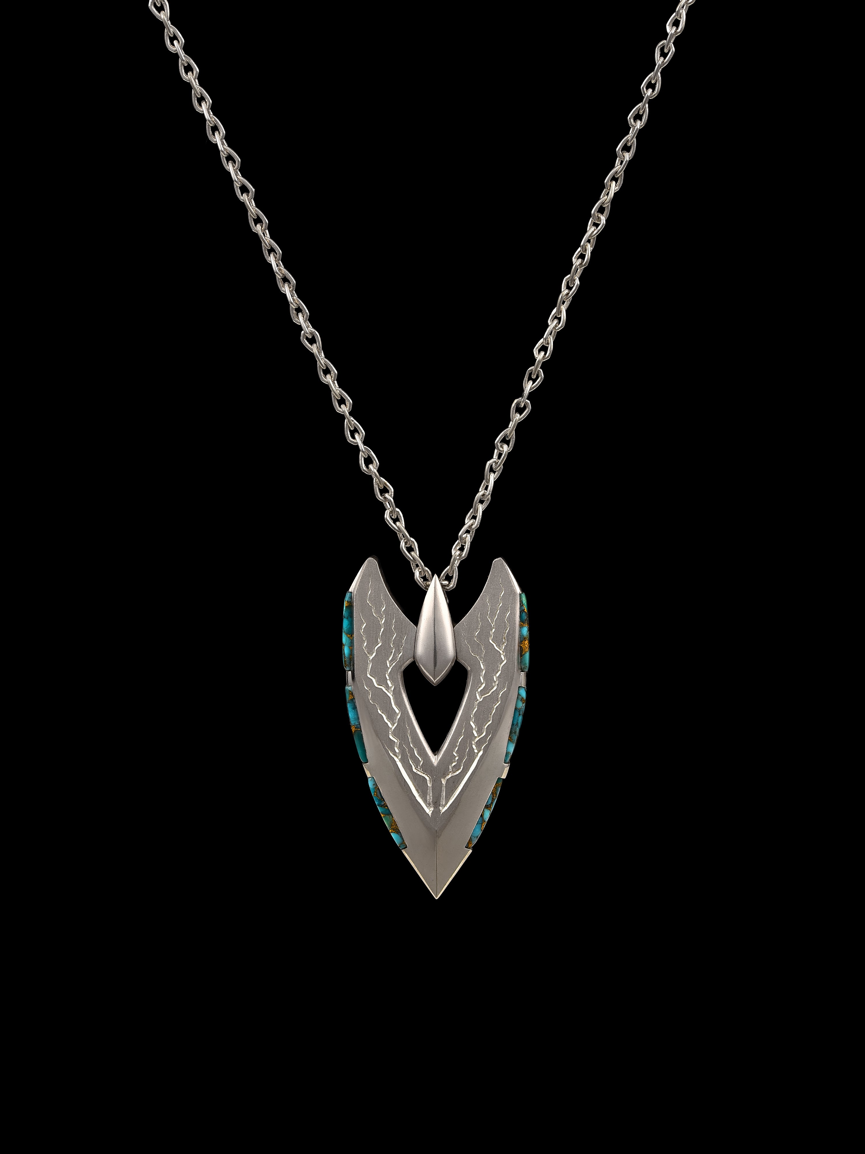 Arrowhead Ciondolo in Argento Fairmined 925 con Turchesi Arizona