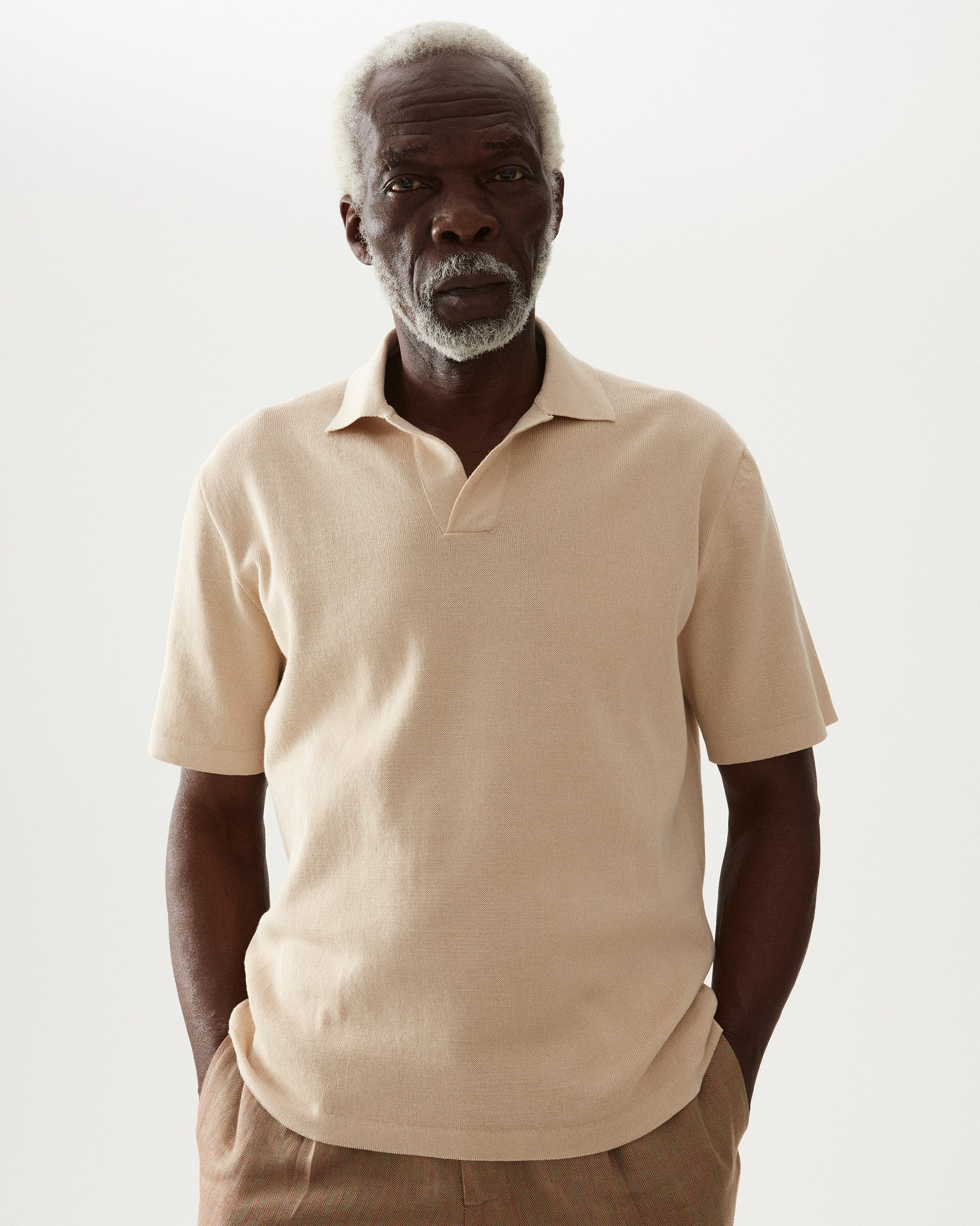 Adrien Cotton Knit V-Neck Polo