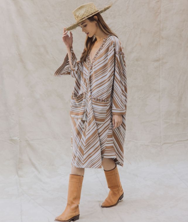 Afsar Abito Midi con Motivo Geometrico