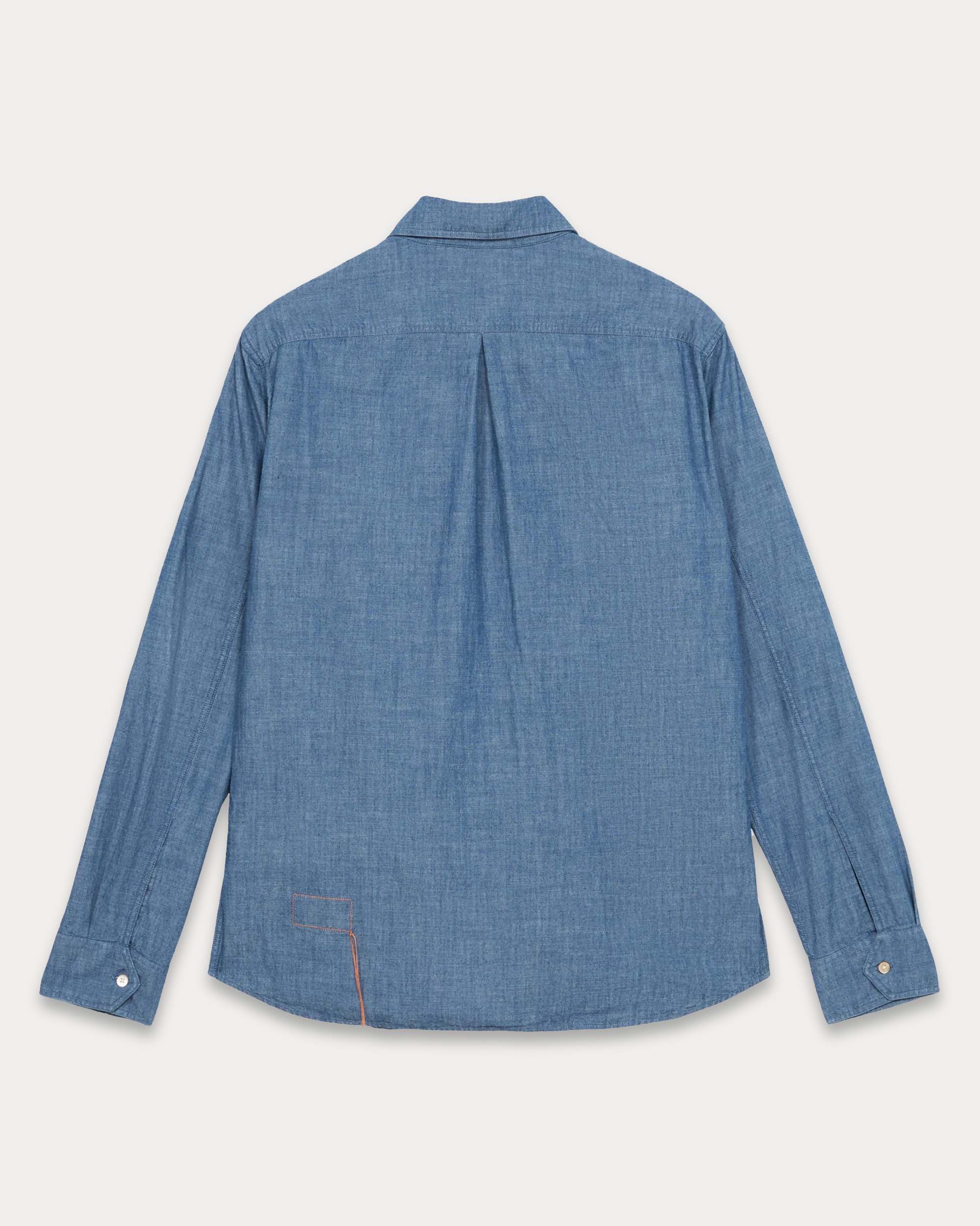 Amleto Camicia In Chambray Con Tasche A Toppa