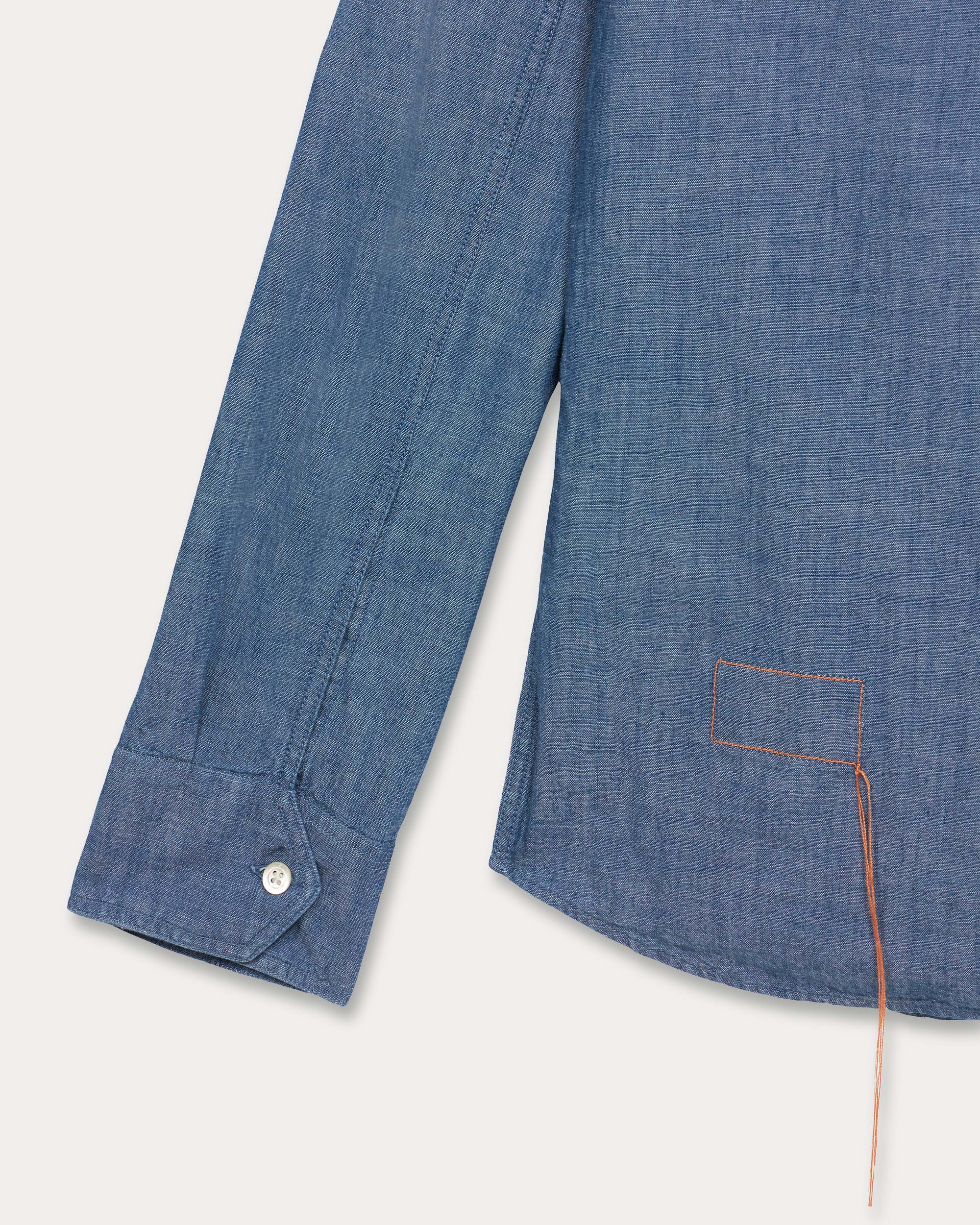 Amleto Camicia In Chambray Con Tasche A Toppa