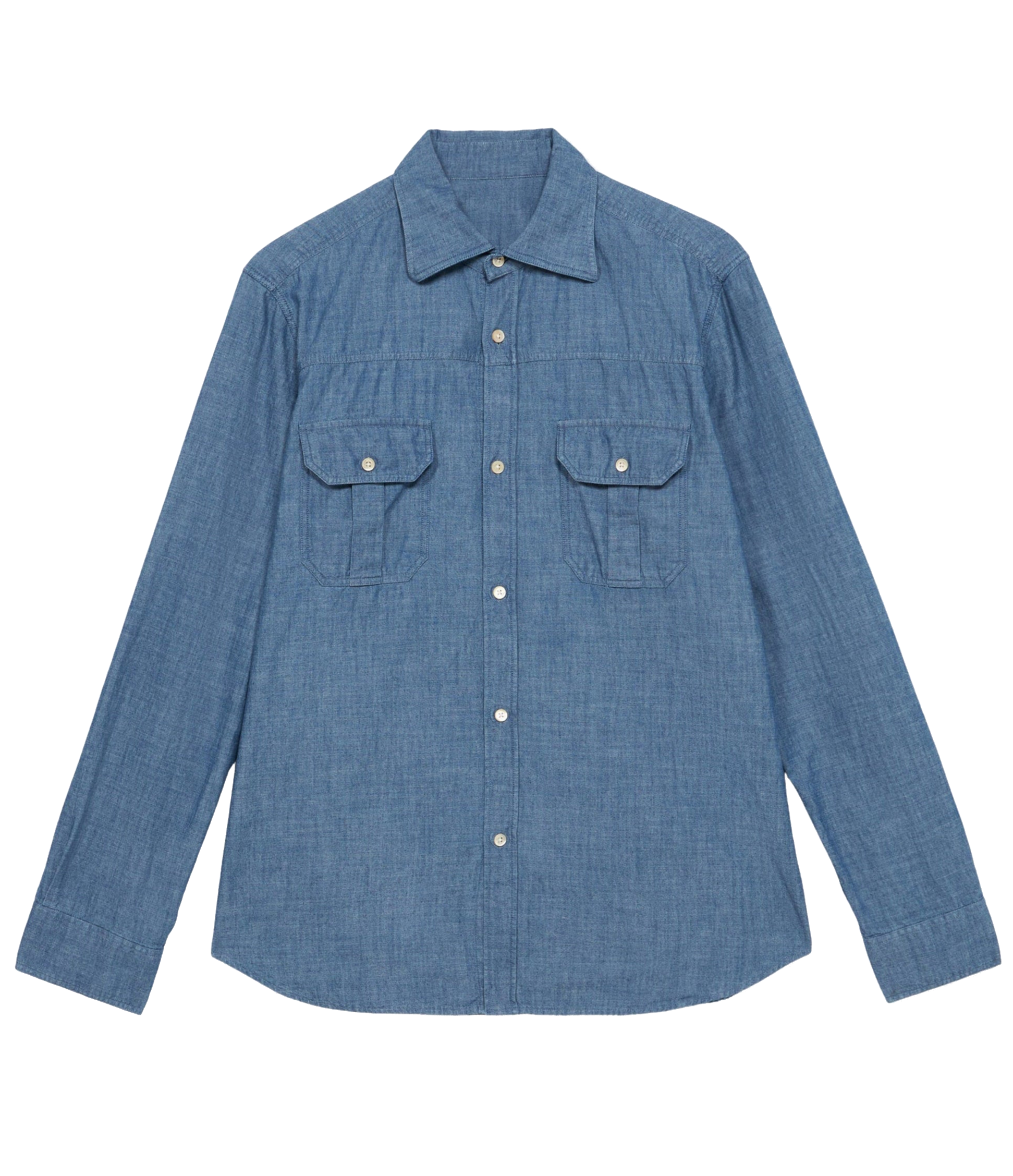 Amleto Camicia In Chambray Con Tasche A Toppa