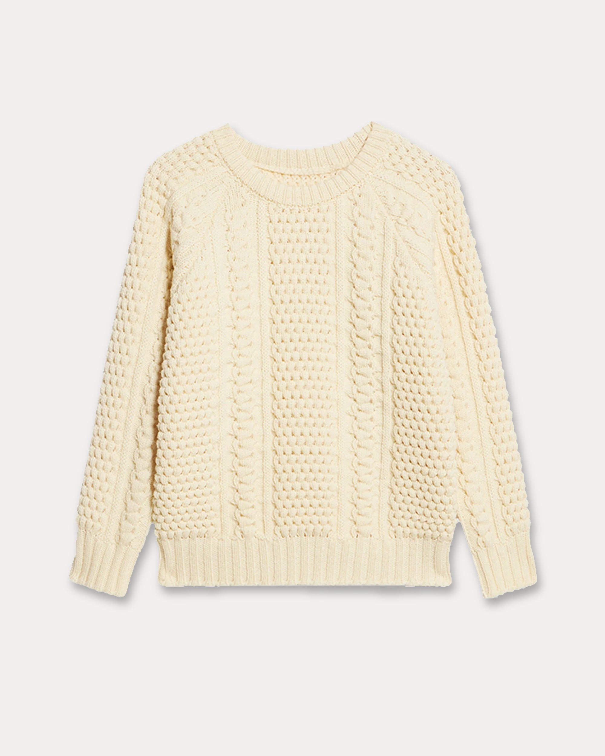 Aston Cable Knit Wool Crew Neck Sweater