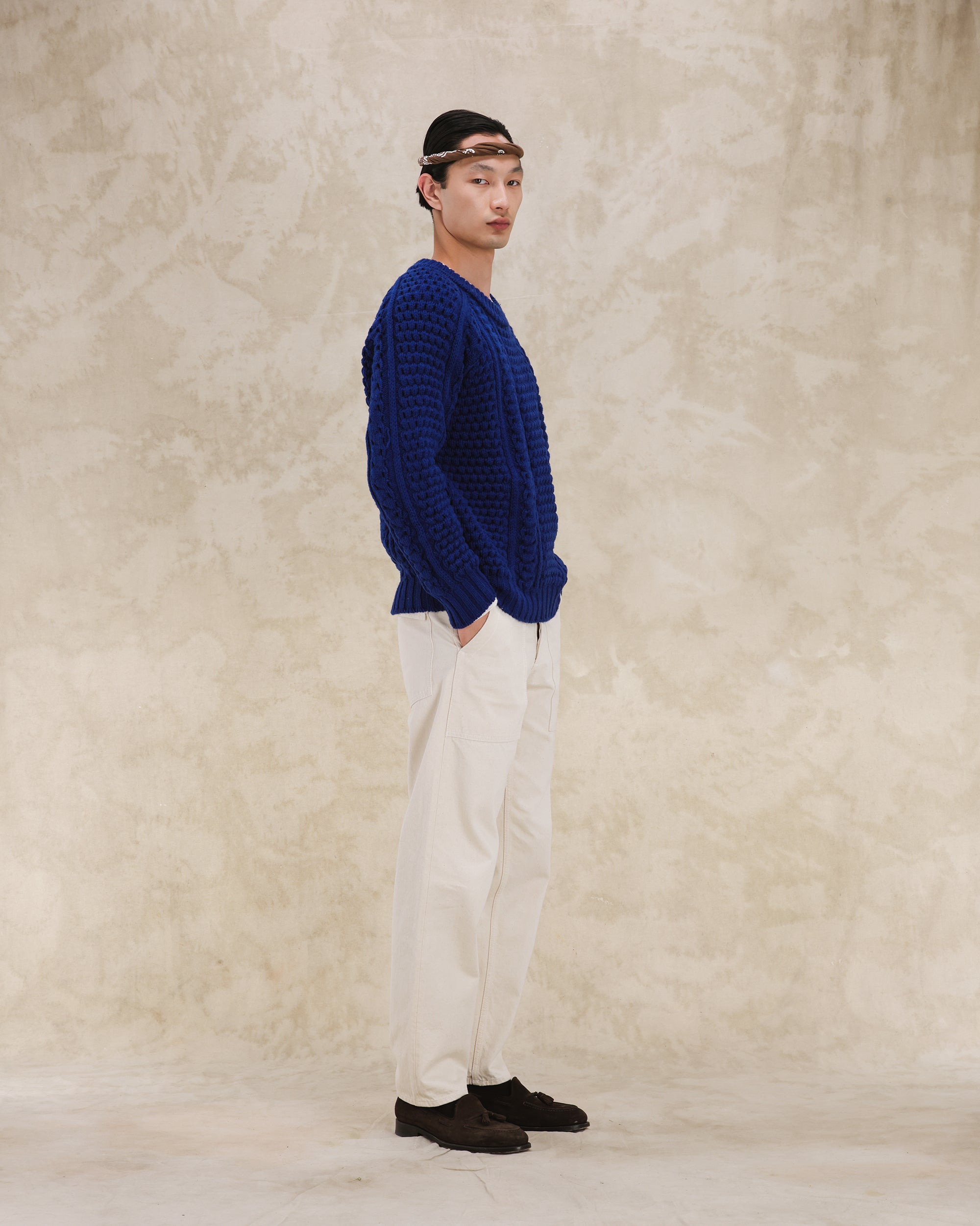 Aston Cable Knit Wool Crewneck Sweater