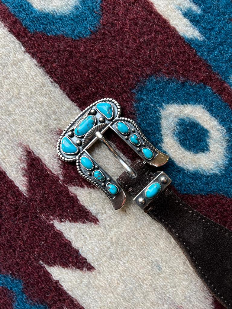 Santafe Cintura in Pelle di Vitello con Turchesi