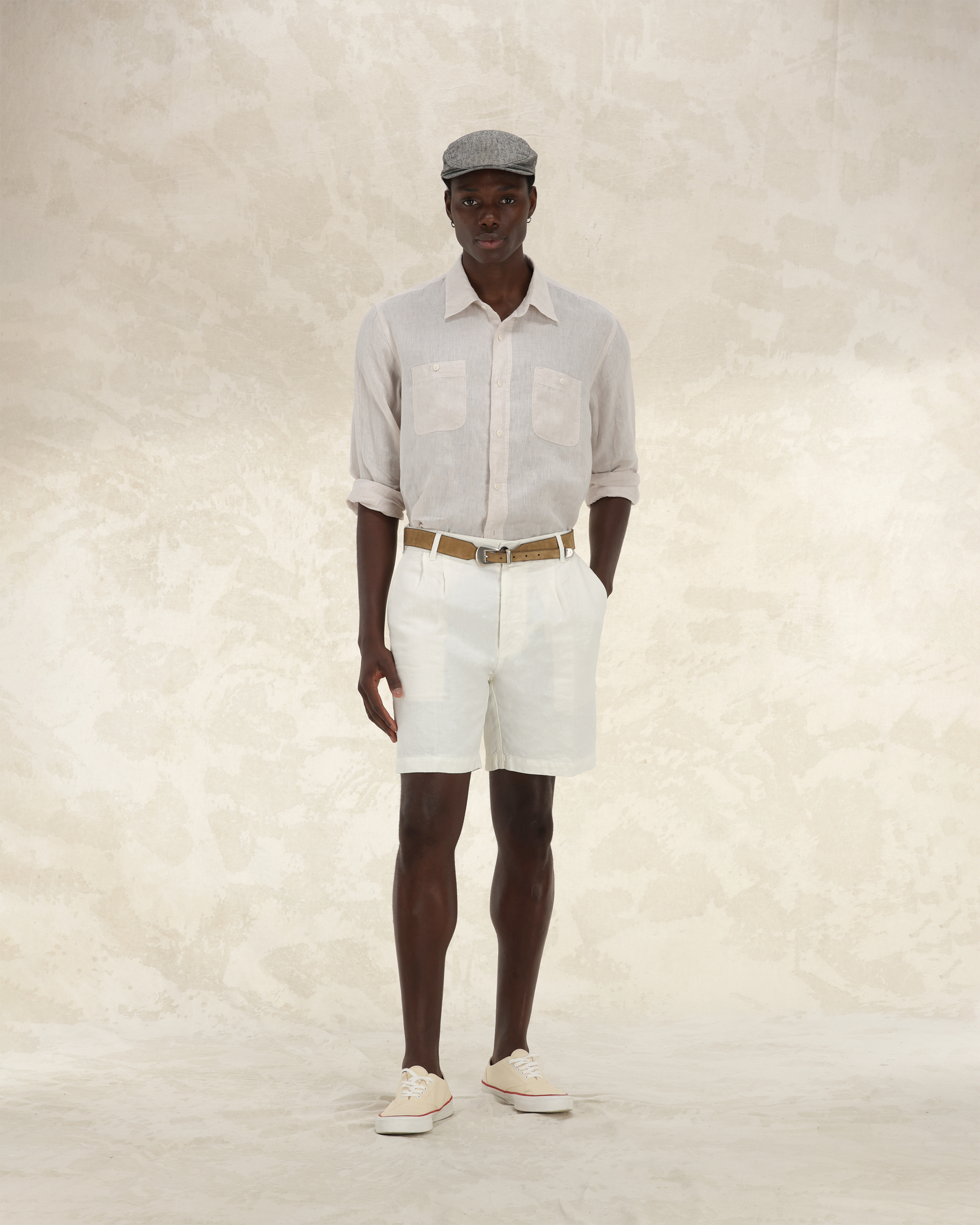 Beachshort Bermuda In Lino Con Pences