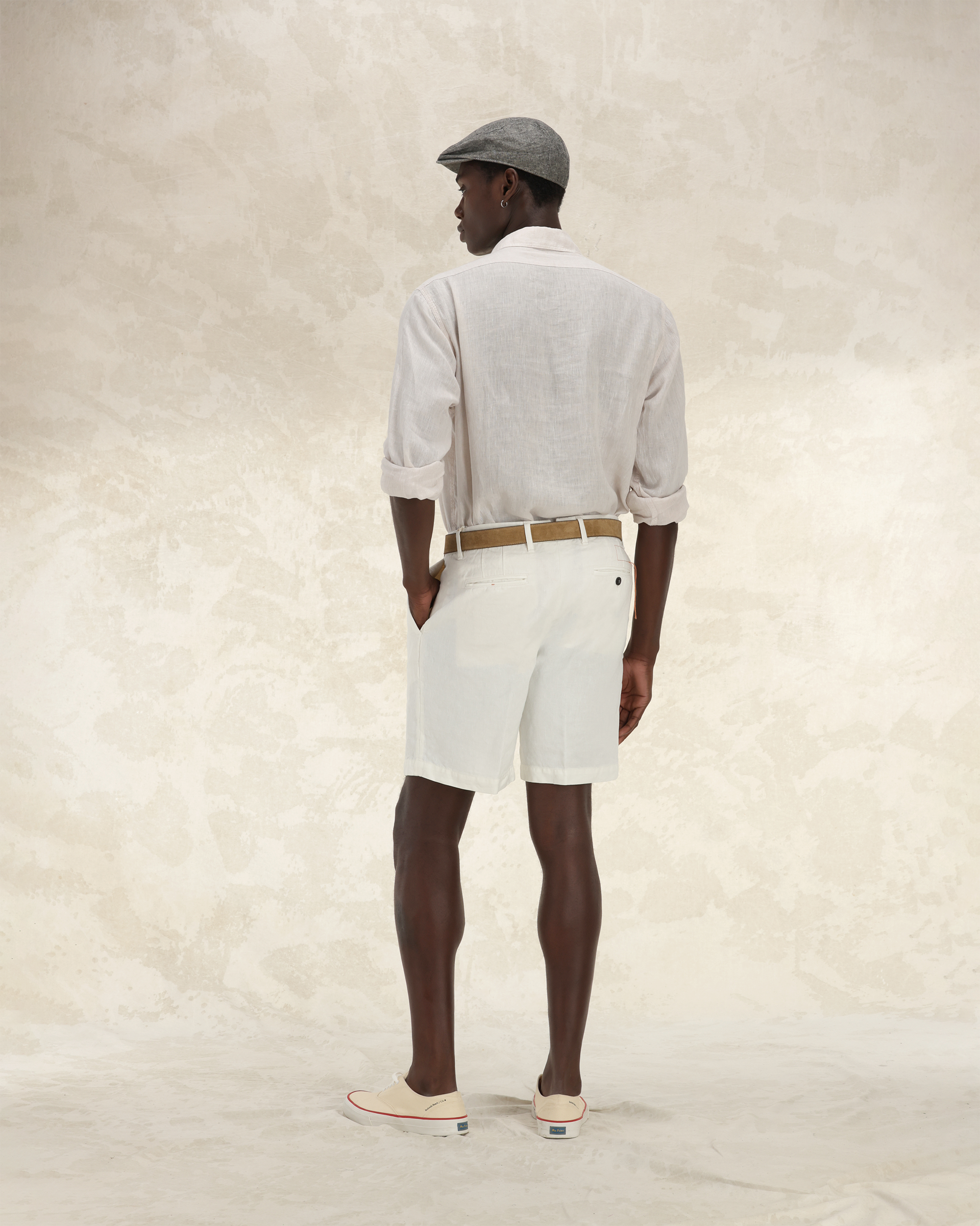 Beachshort Bermuda In Lino Con Pences