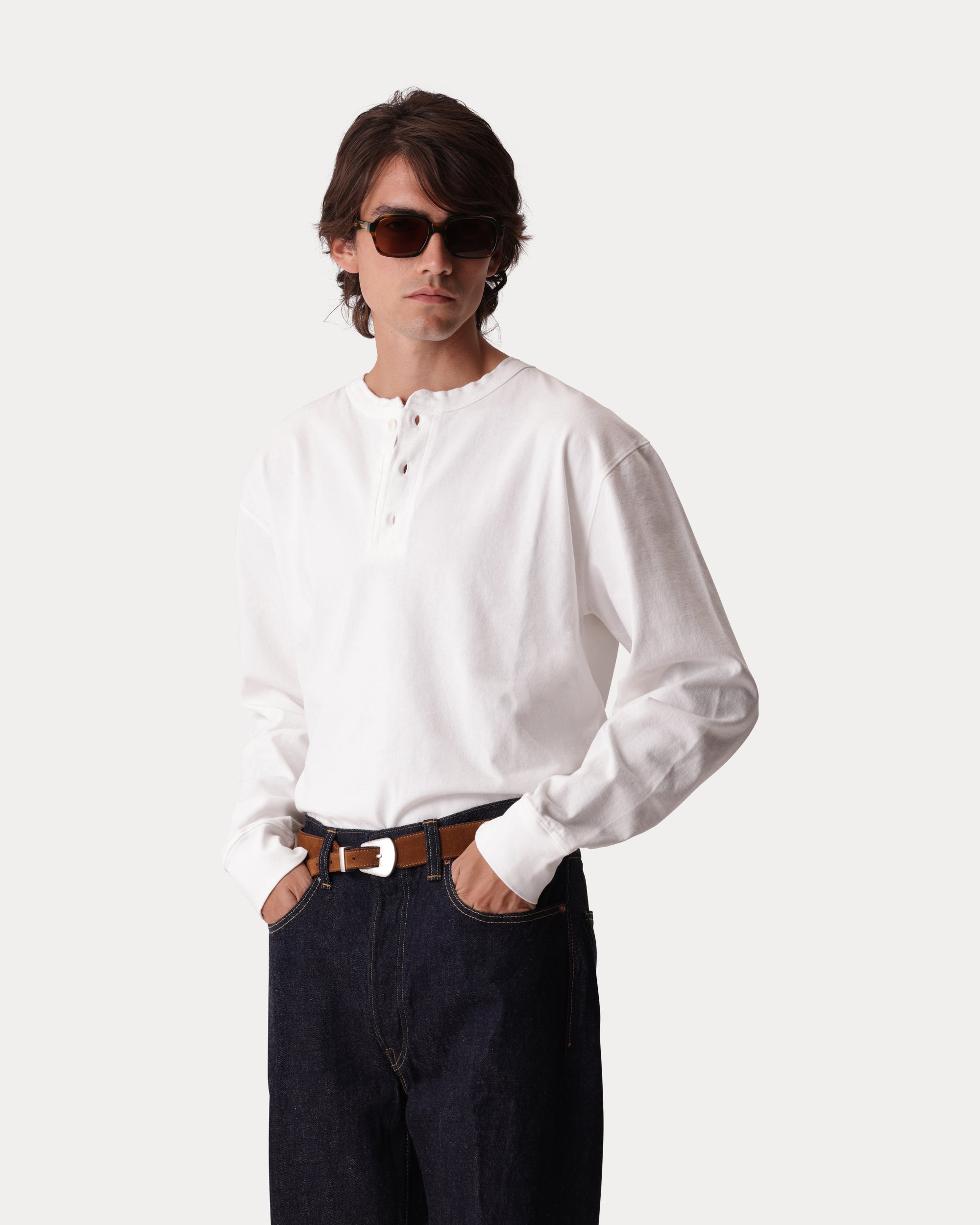 Bliss T-shirt Serafino in Cotone Manica Lunga