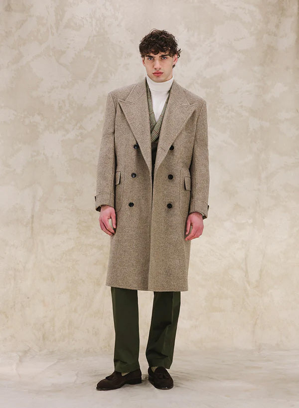 Bogart Cappotto Doppiopetto In Herringbone di Lana