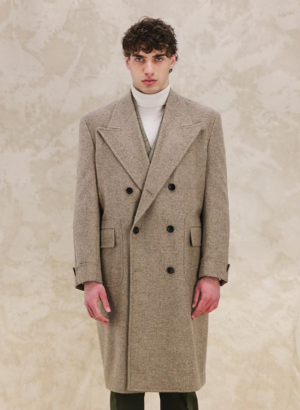 Bogart Cappotto Doppiopetto In Herringbone di Lana