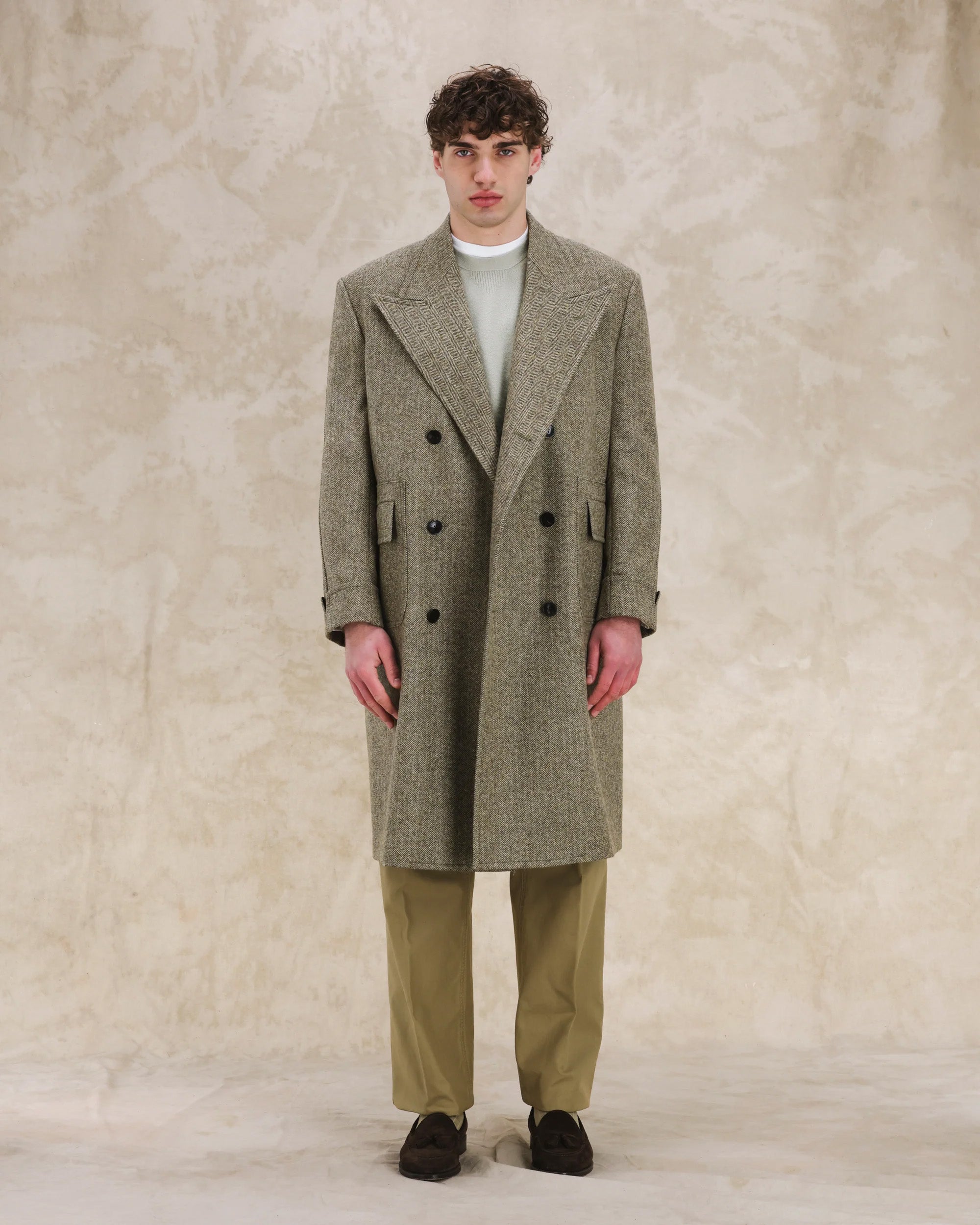 Bogart Double-Breasted Wool Herringbone Coat
