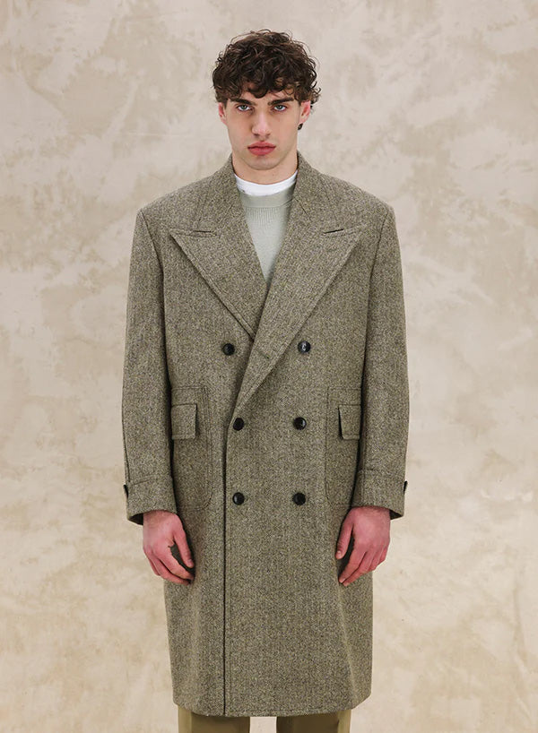 Bogart Double-Breasted Wool Herringbone Coat