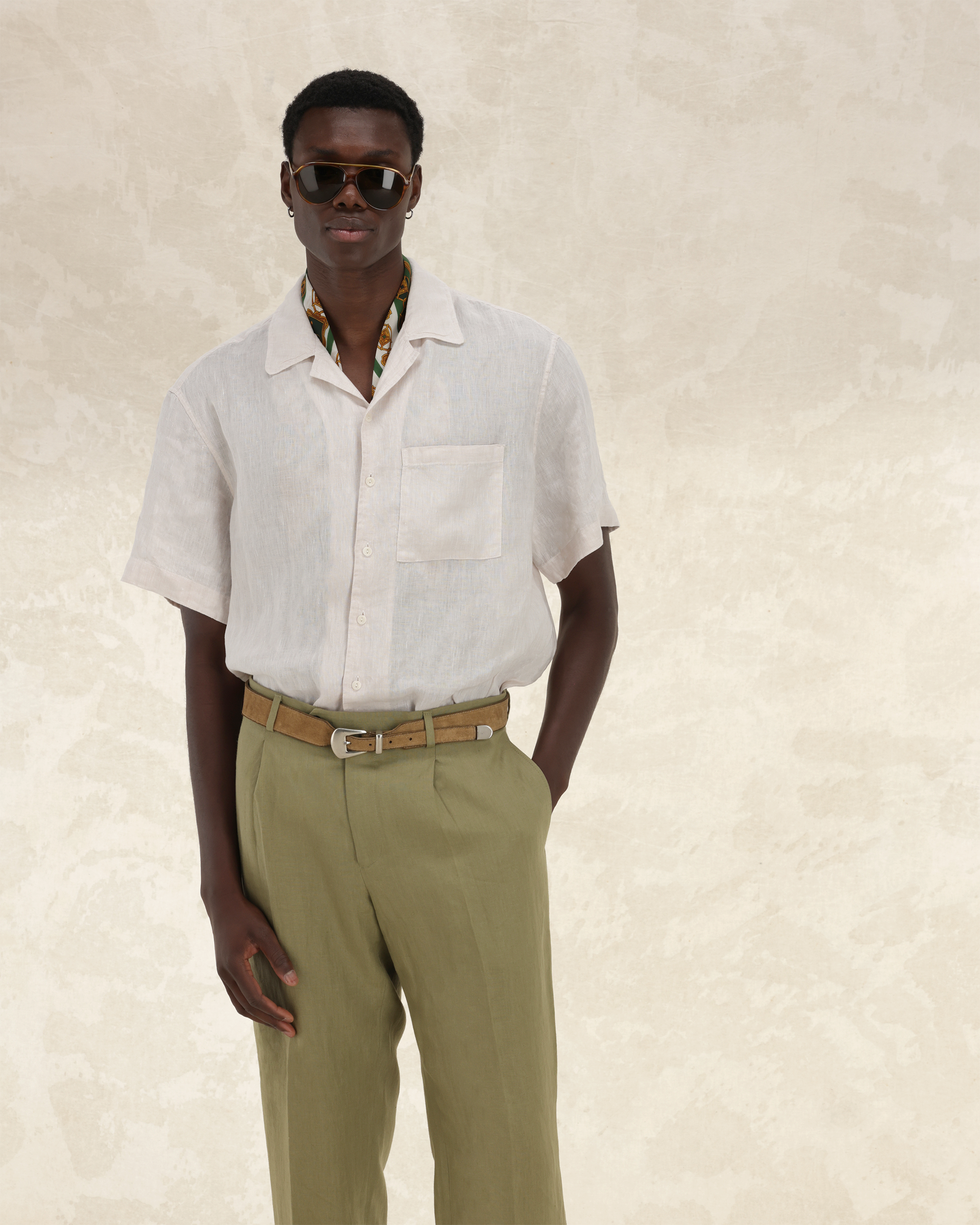 Bowling Camicia In Lino Manica Corta