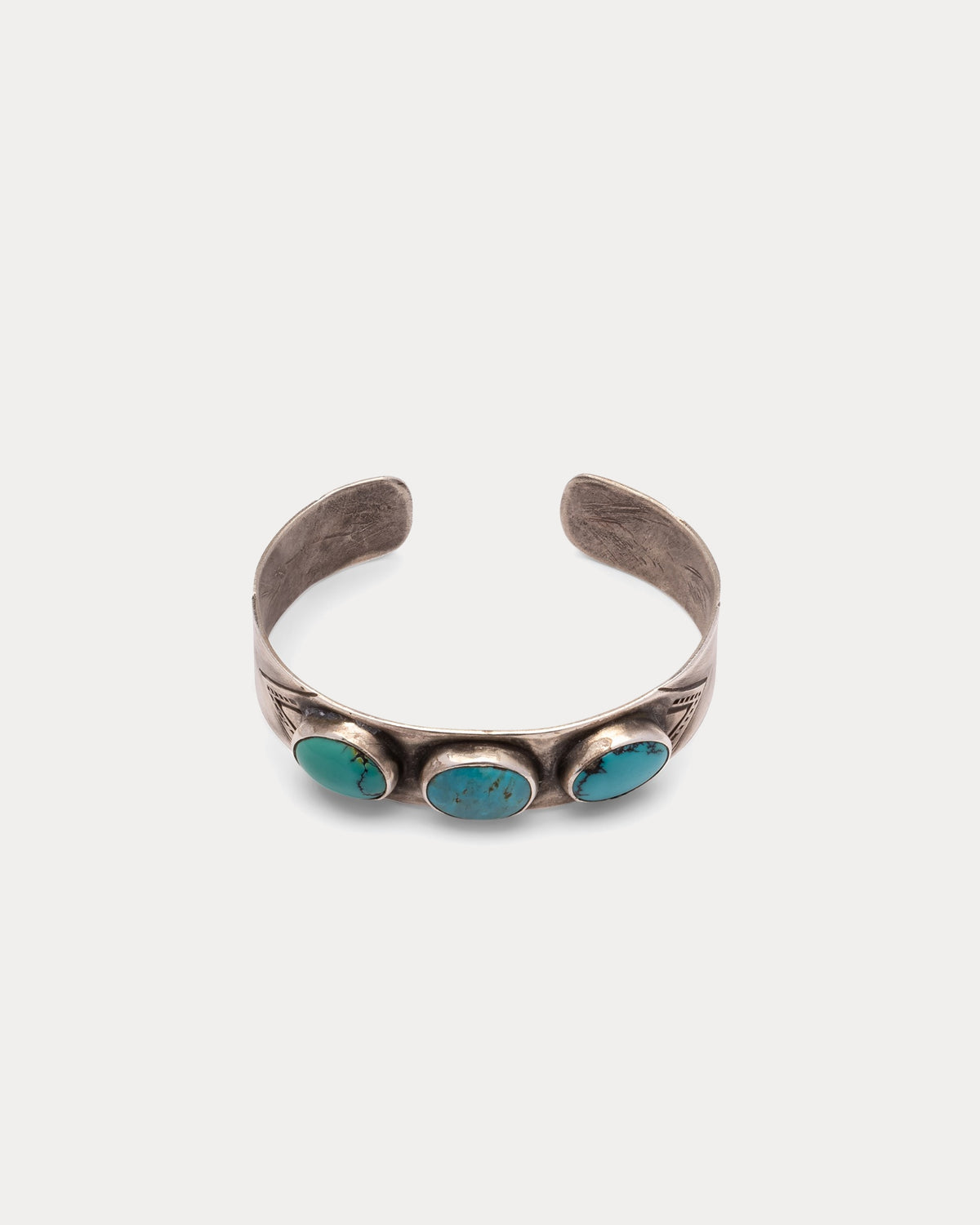 Silver Bracelet with Three Oval Turquoise Stones