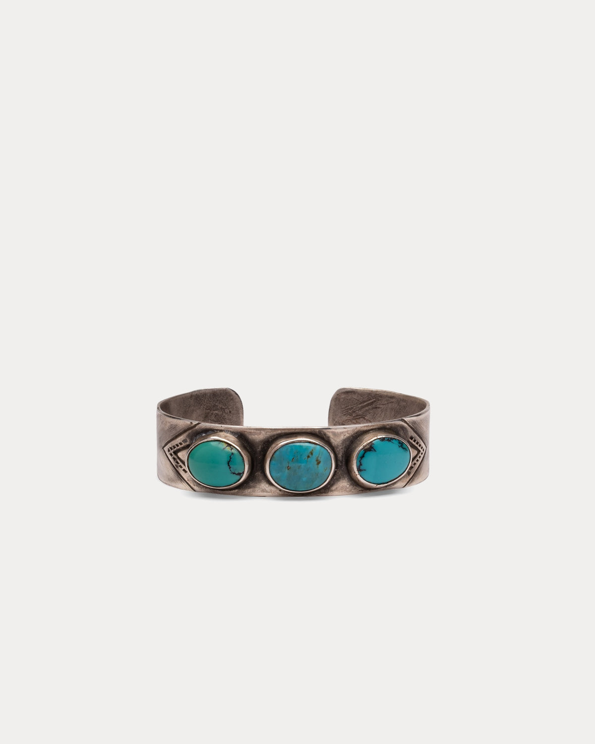 Silver Bracelet with Three Oval Turquoise Stones