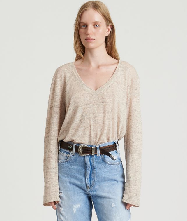 Cara T-Shirt Manica Lunga in Lino Melange