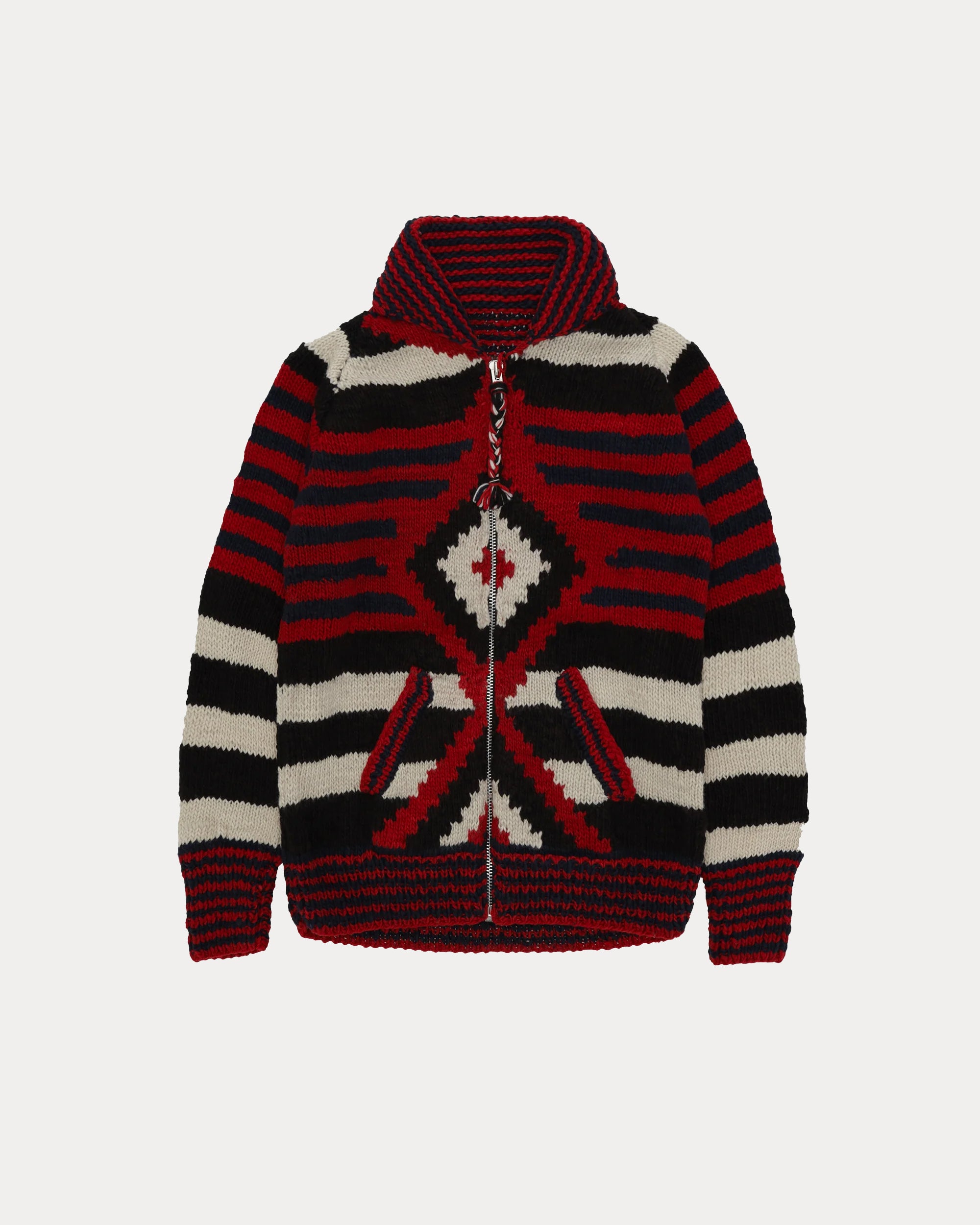 Chamula Cardigan in Lana Merino con Motivo "Diamond"