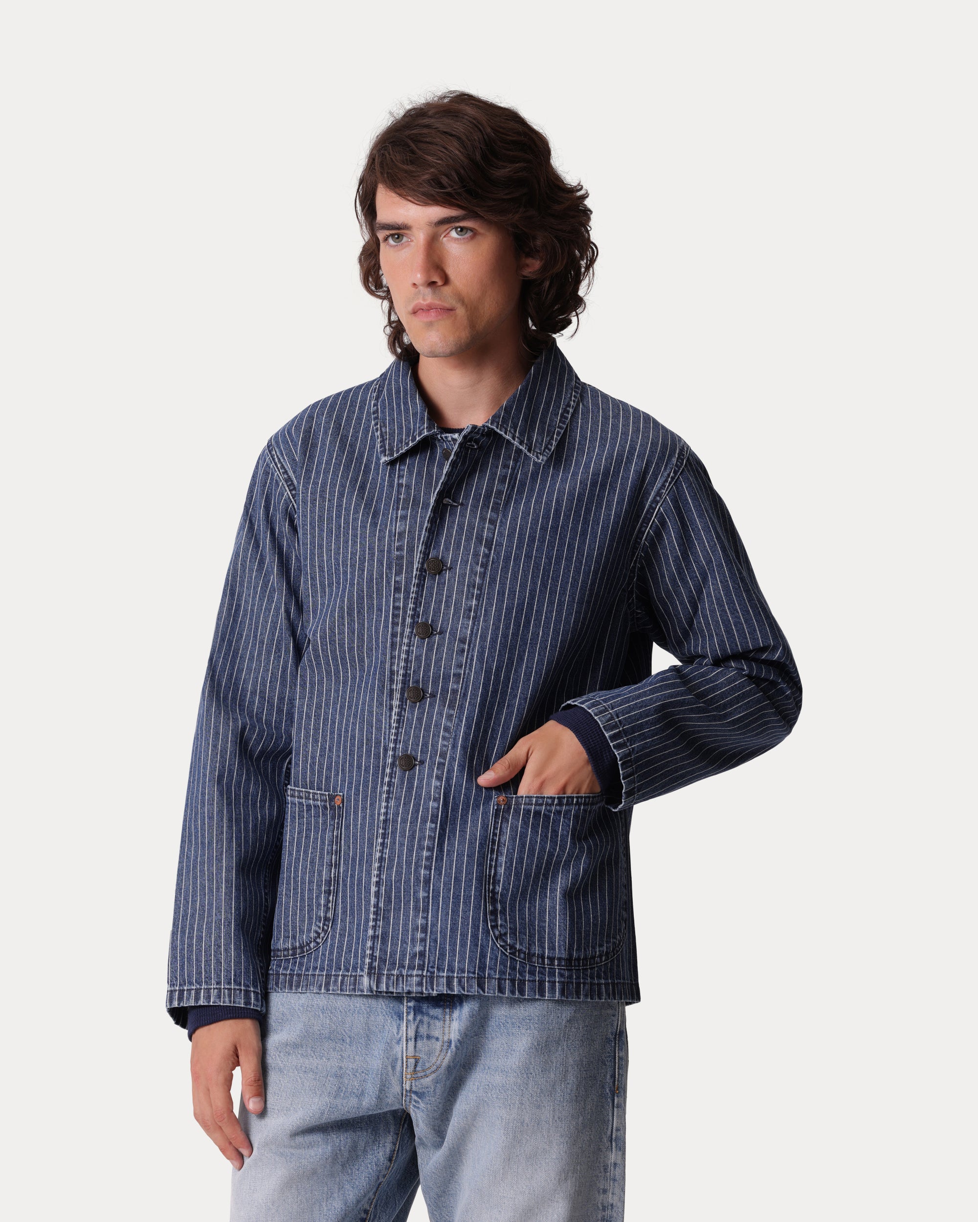 Clays Pinstripe Denim Jacket