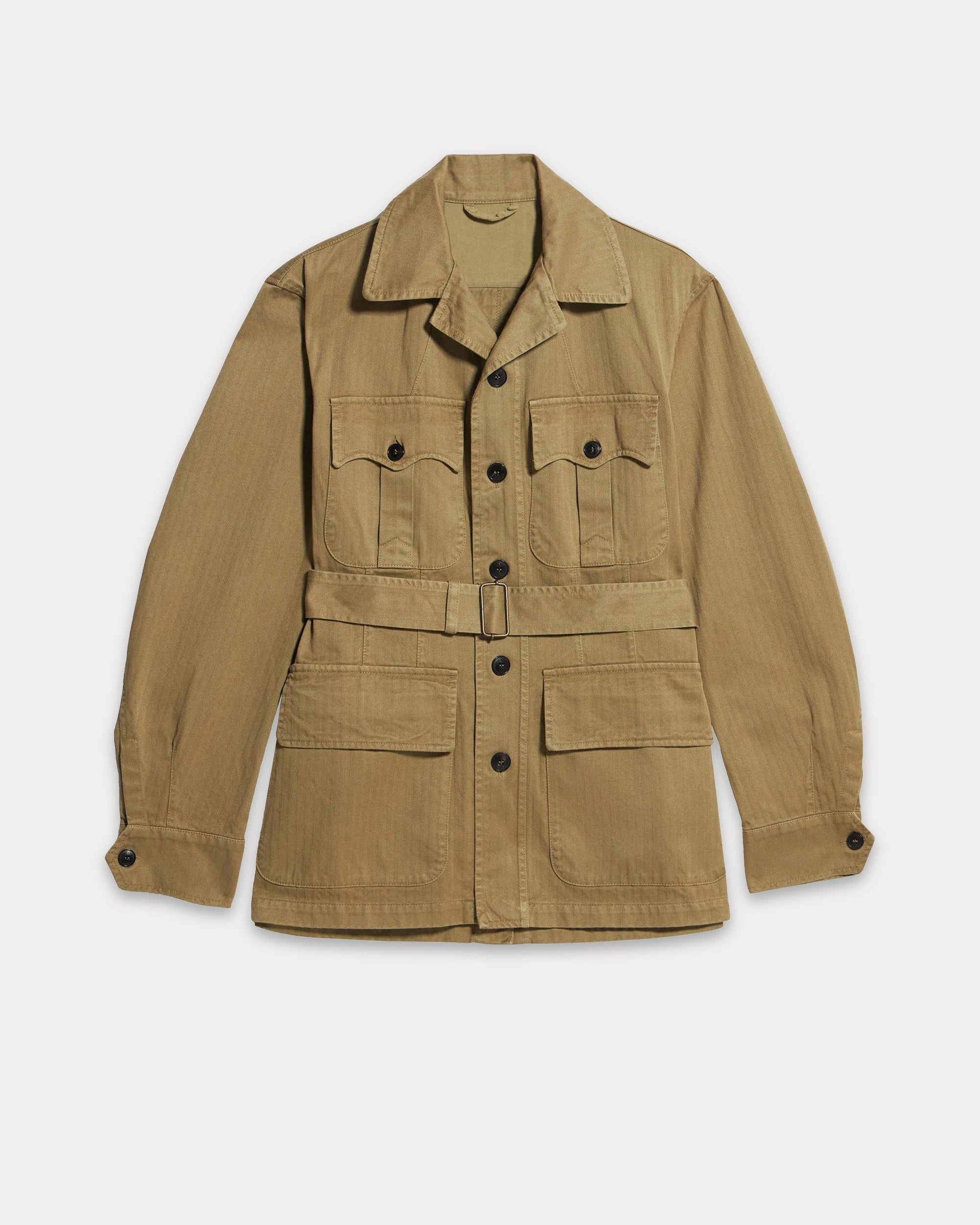 Clint Giacca Sahariana in Herringbone di Cotone