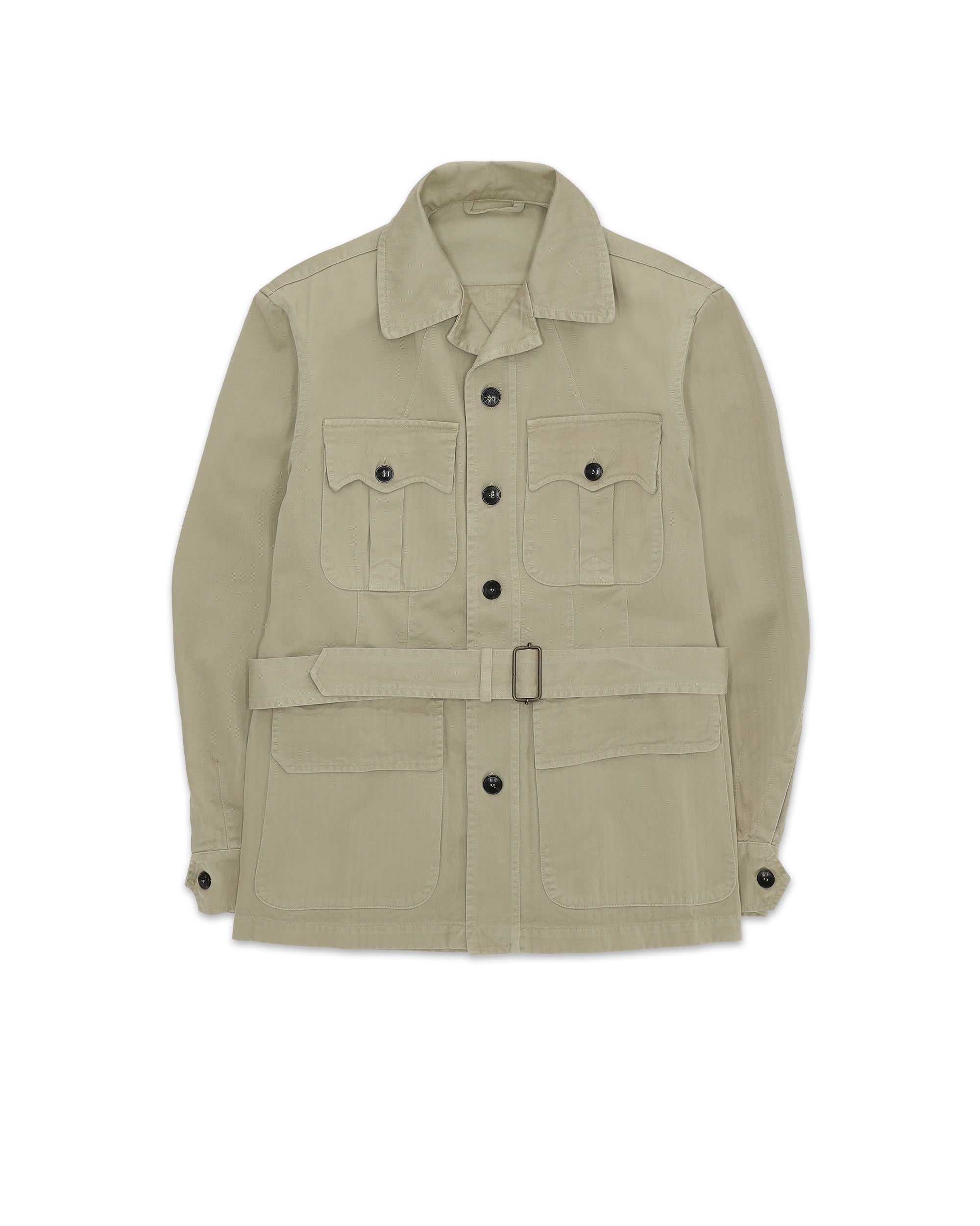 Clint Giacca Sahariana in Herringbone di Cotone