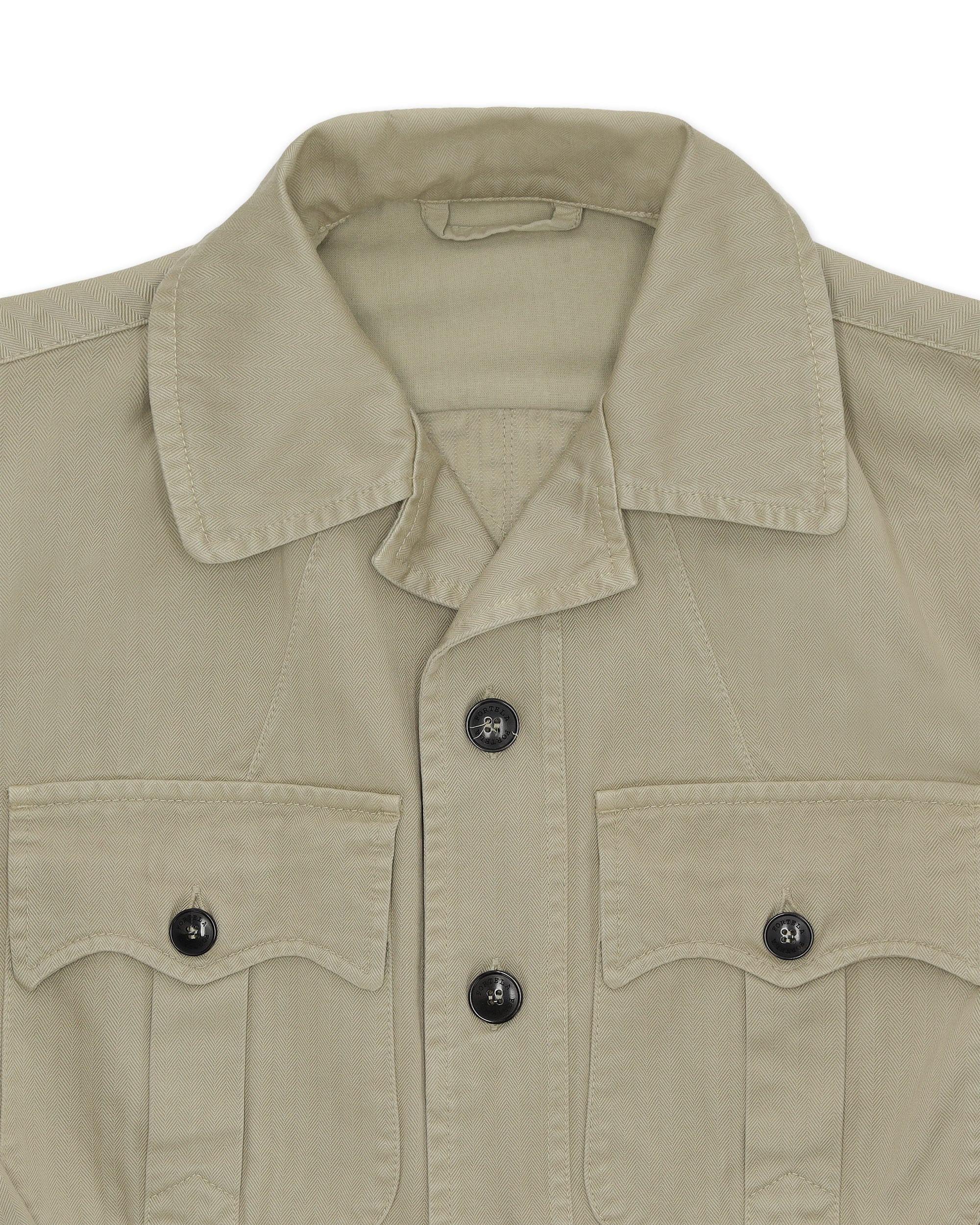 Clint Giacca Sahariana in Herringbone di Cotone