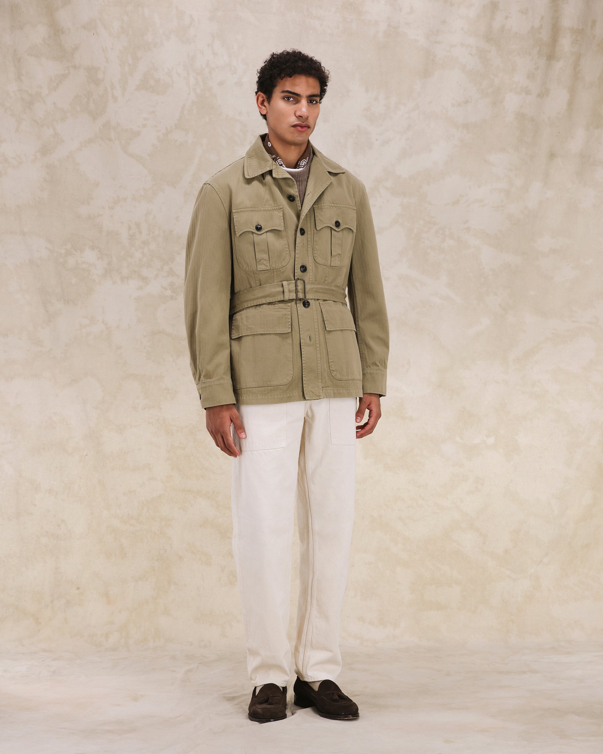 Clint Herringbone Cotton Saharian Jacket