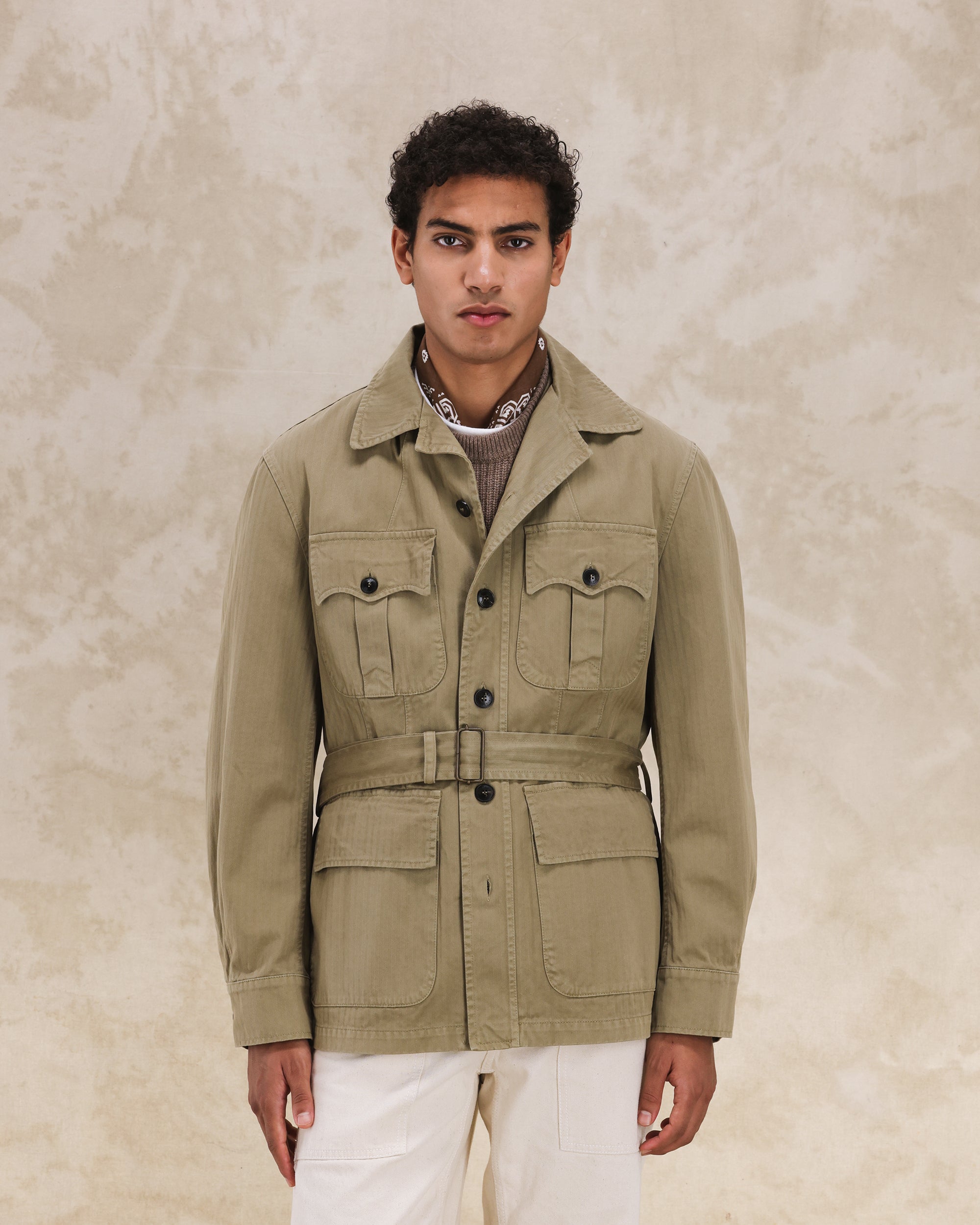 Clint Herringbone Cotton Saharian Jacket