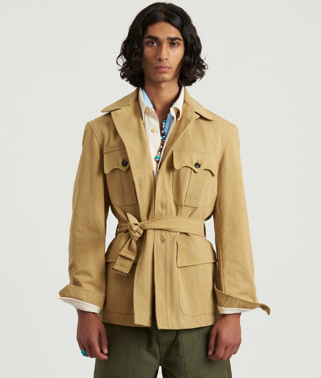 Clint Giacca Sahariana in Drill di Cotone