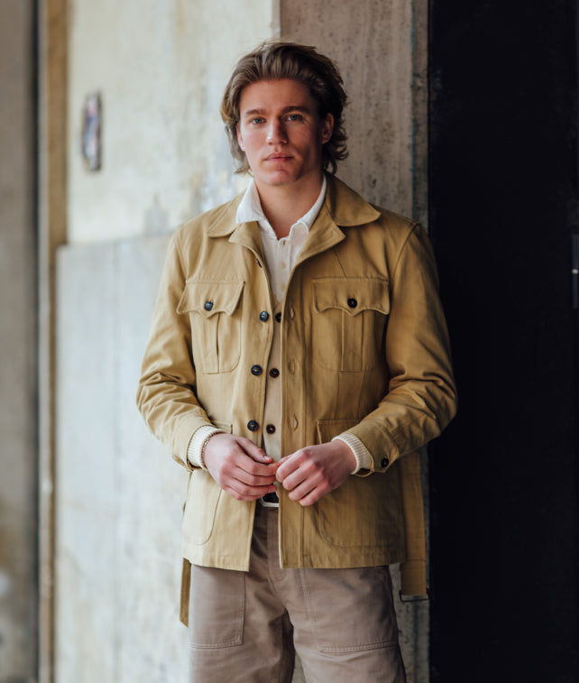 Clint Giacca Sahariana in Drill di Cotone