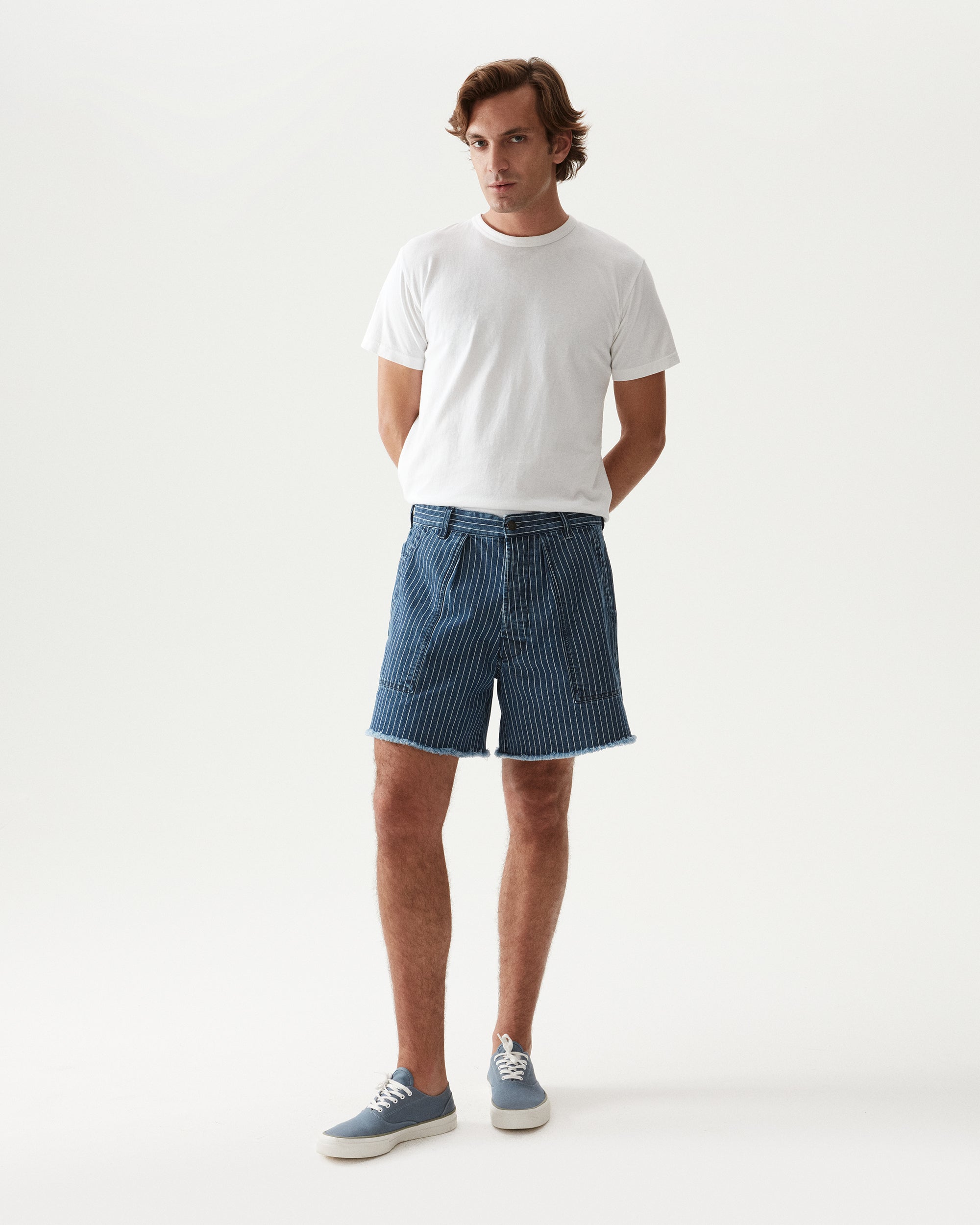 Colonel Shorts In Denim Gessato