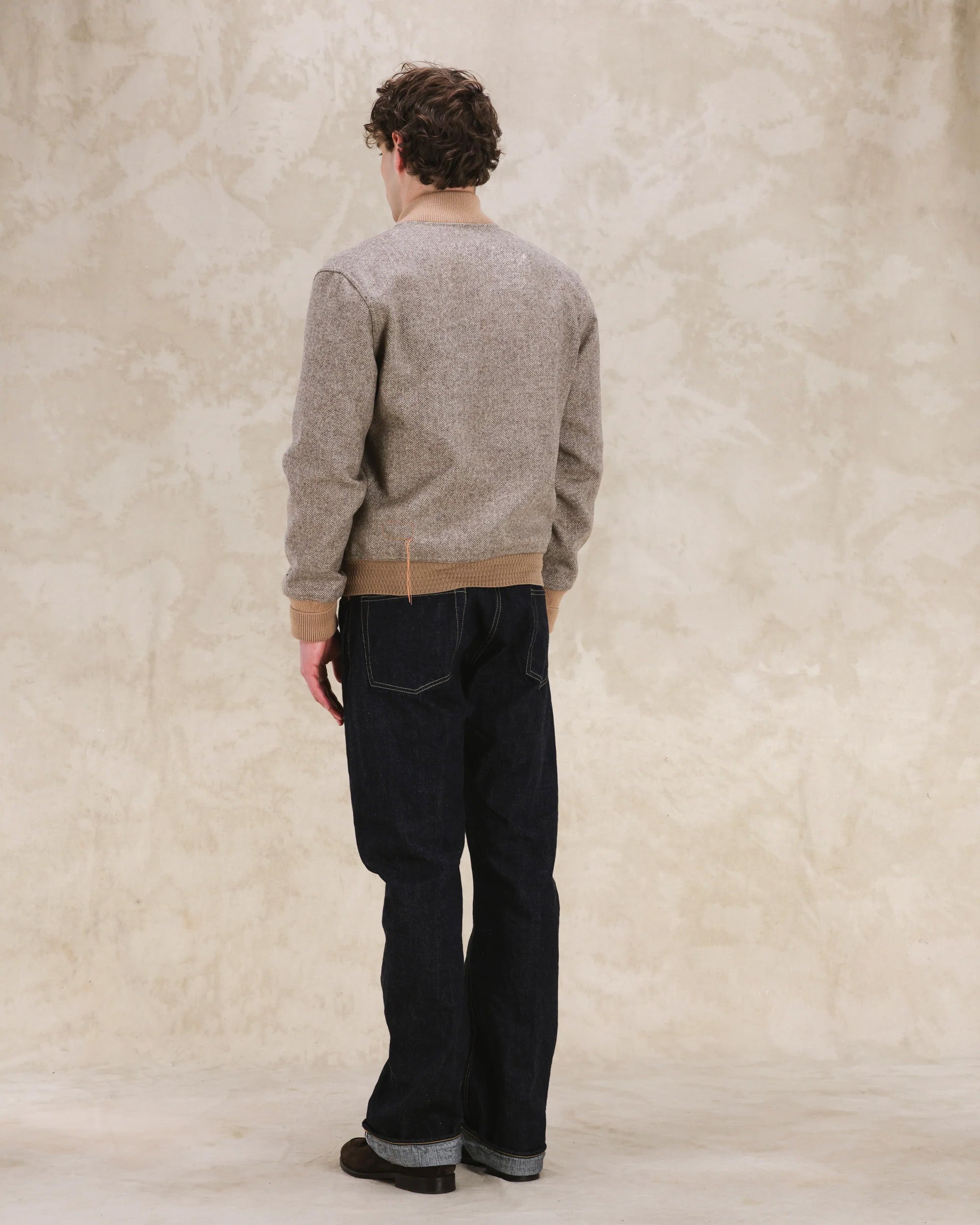 Cruiser Bomber In Herringbone Di Lana