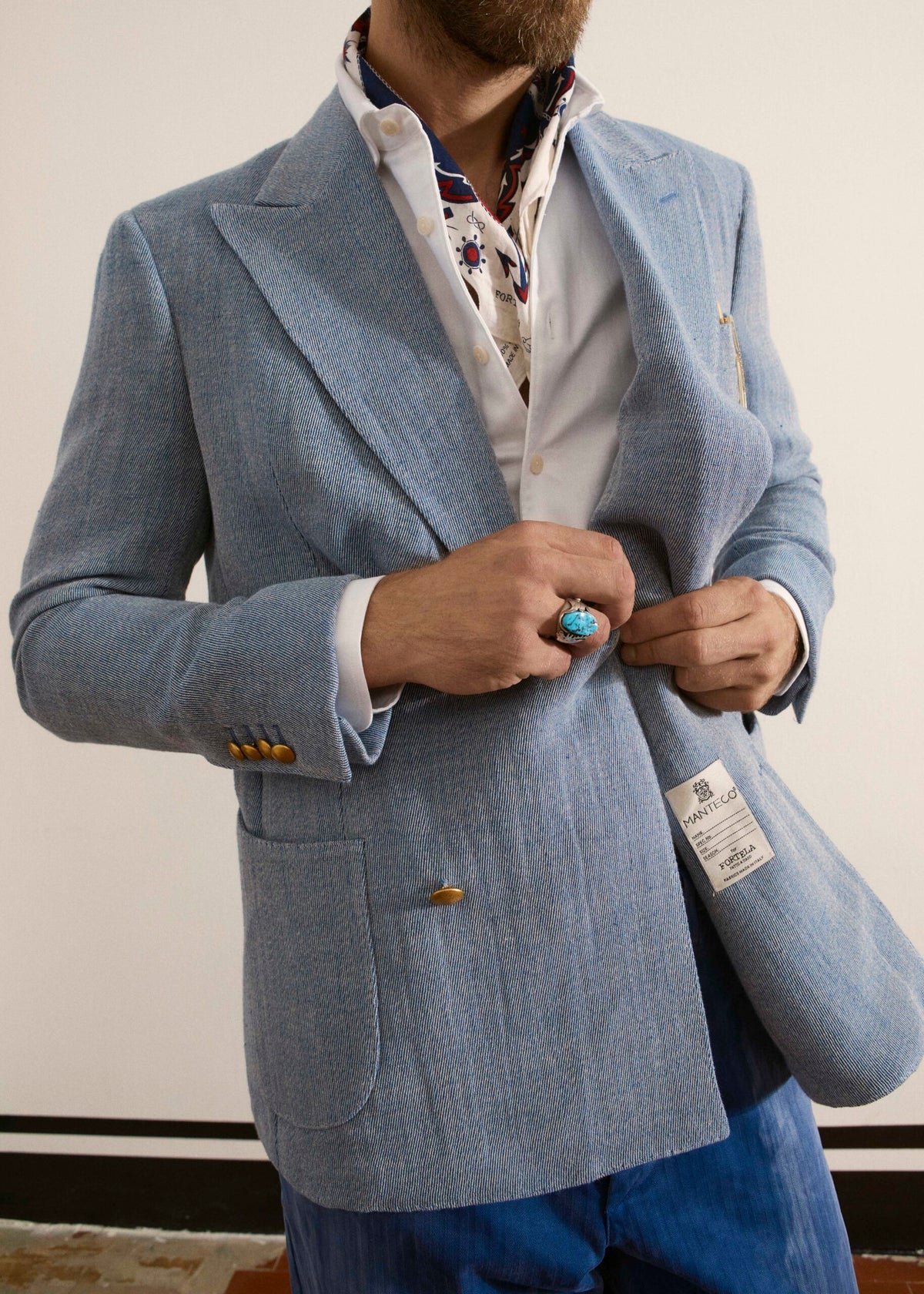 David Double-Breasted Linen Blend Jacket