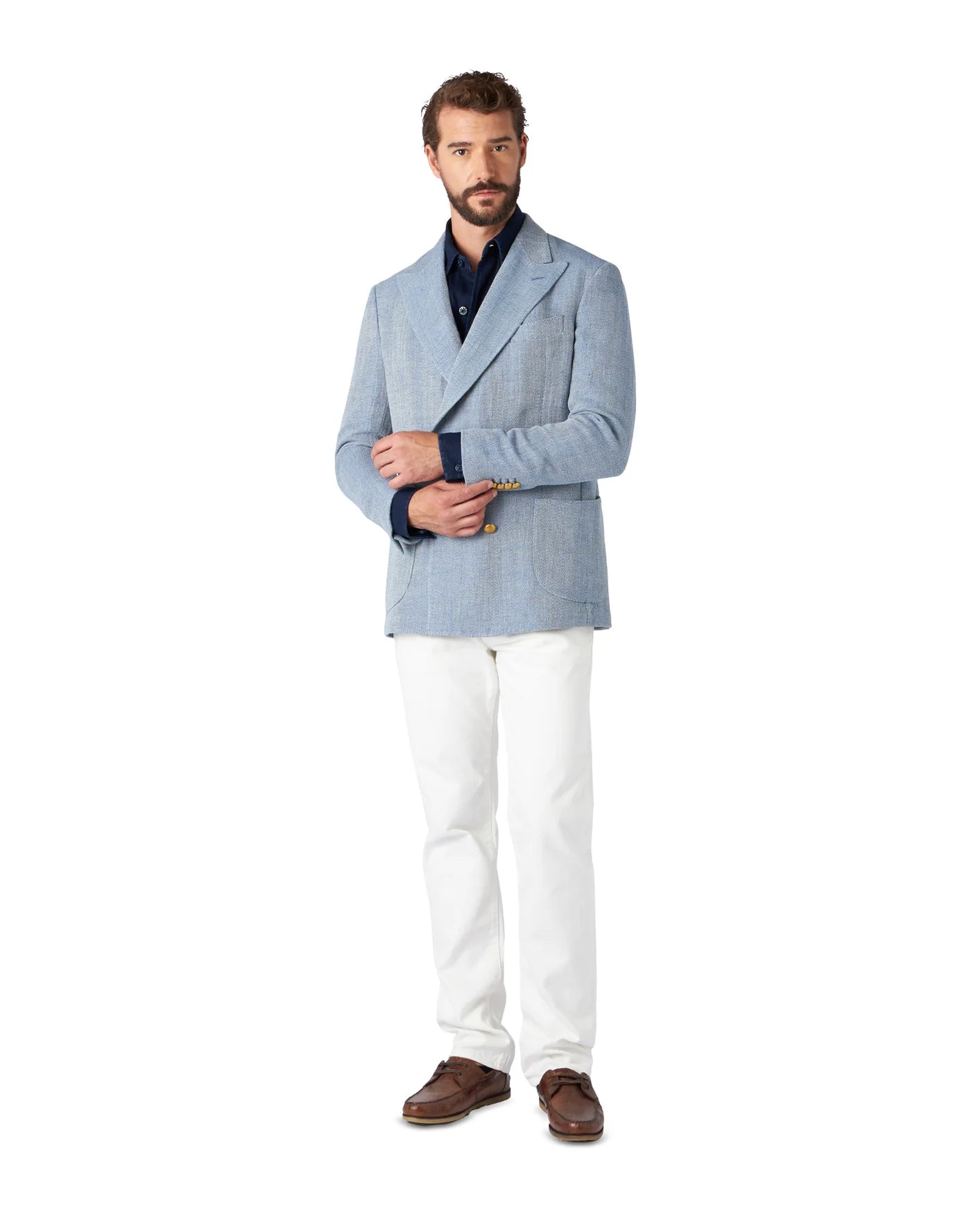 David Double-Breasted Linen Blend Jacket